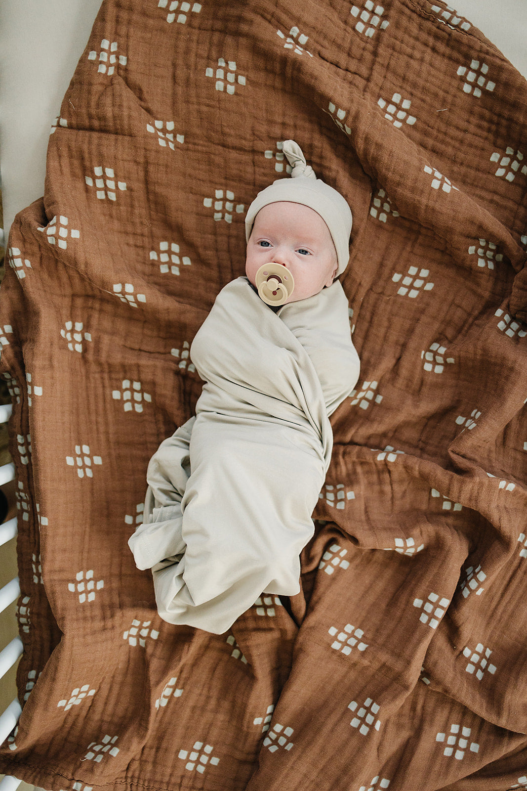 Oatmeal Bamboo Hat OR Head Wrap Set Mebie Baby