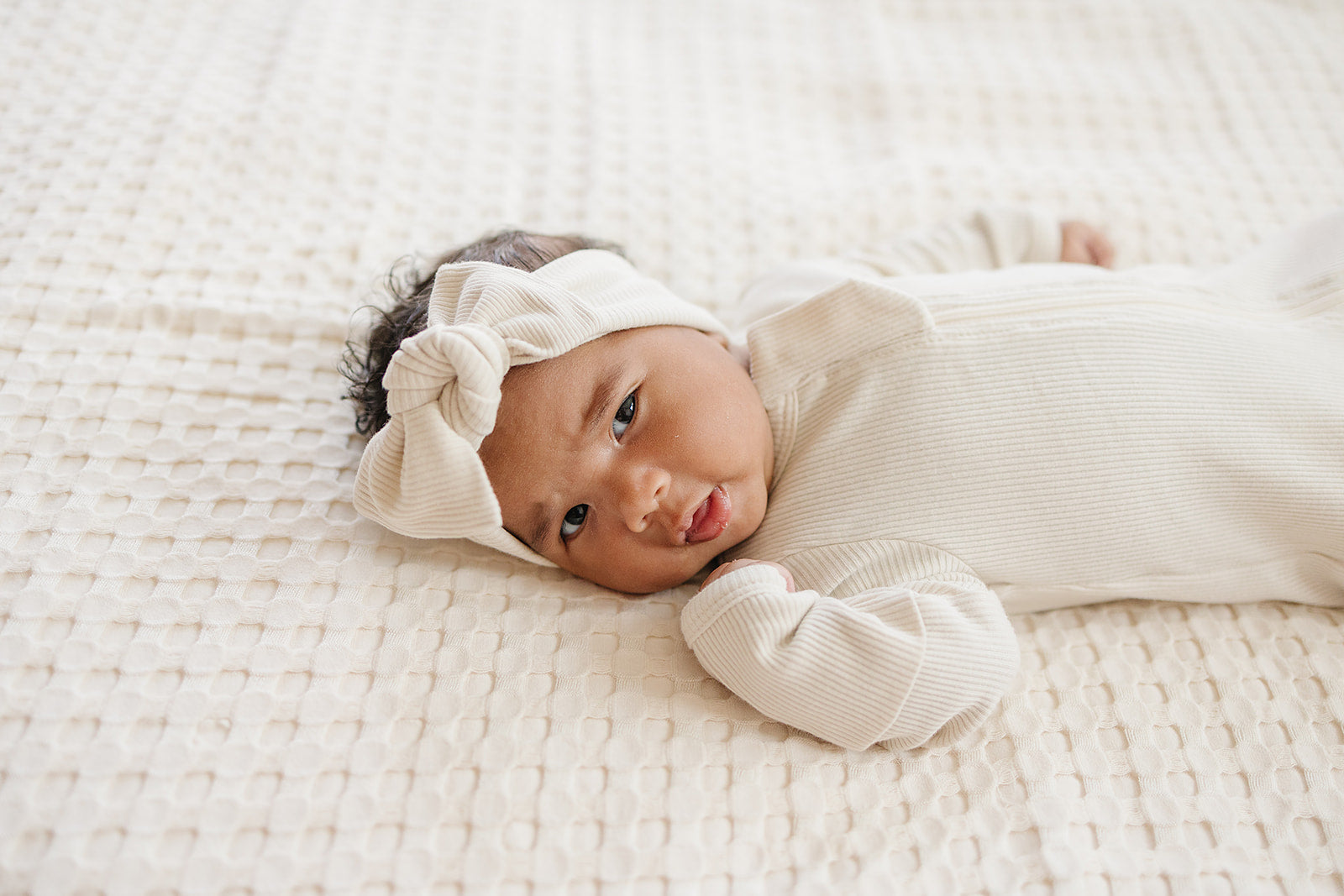 Vanilla Organic Cotton Ribbed Zipper Mebie Baby