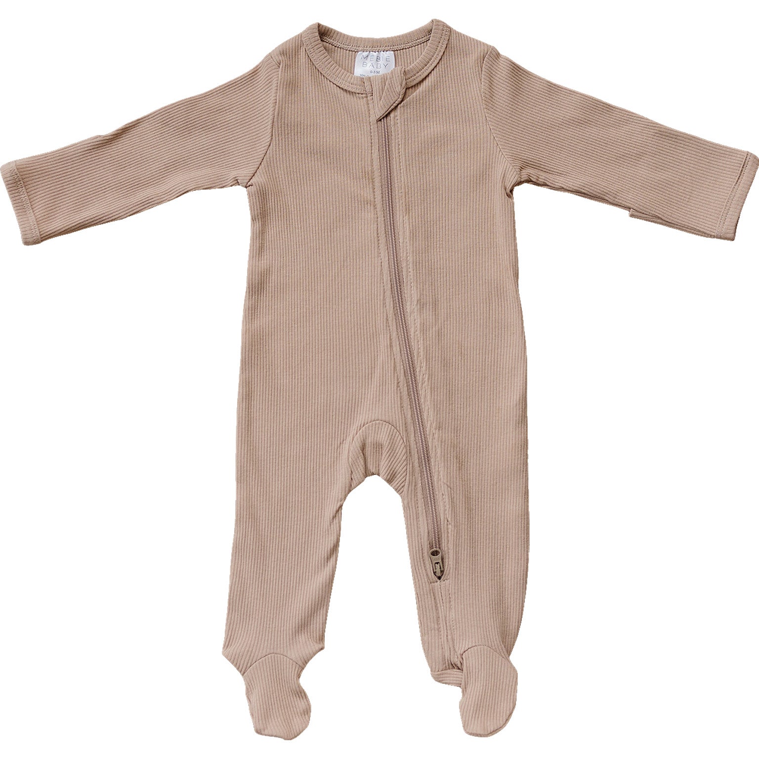 Pale Pink Organic Cotton Ribbed Zipper  Mebie Baby