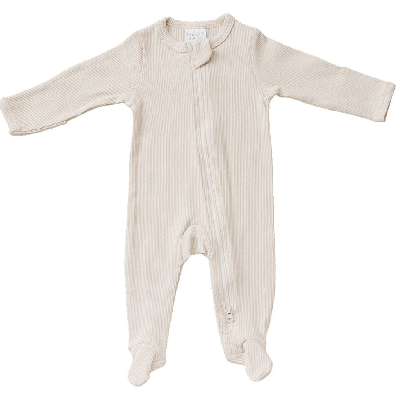 Vanilla Organic Cotton Ribbed Zipper Mebie Baby
