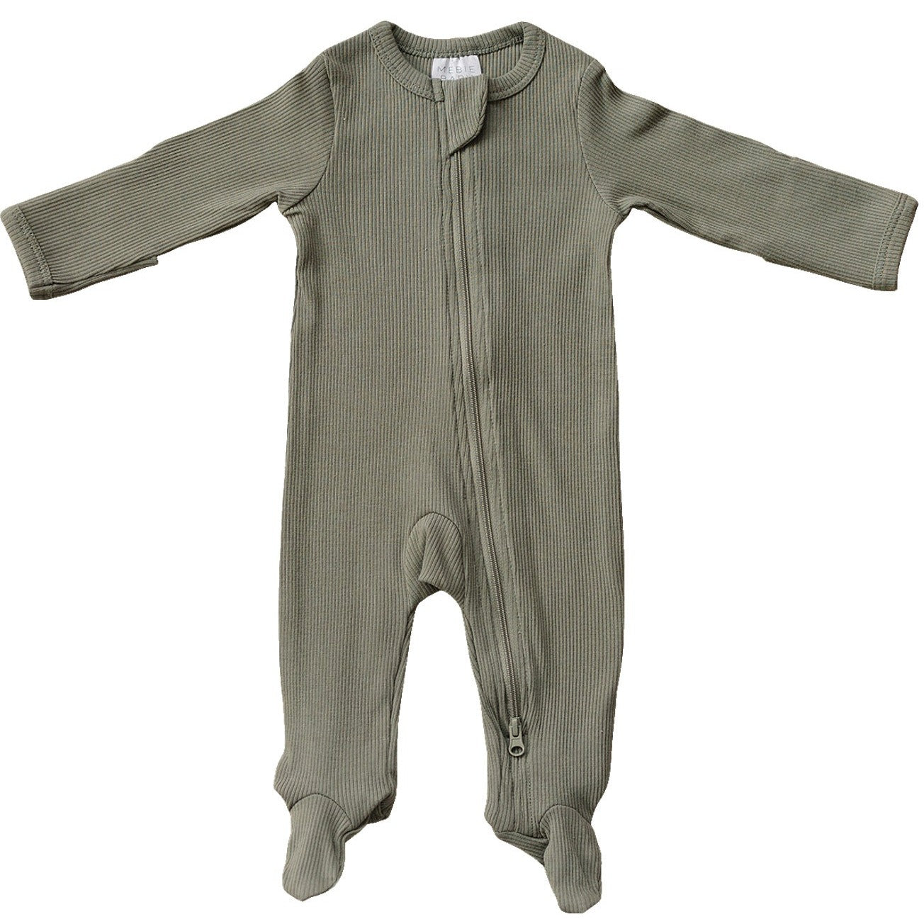 Green Organic Cotton Ribbed Zipper Mebie Baby