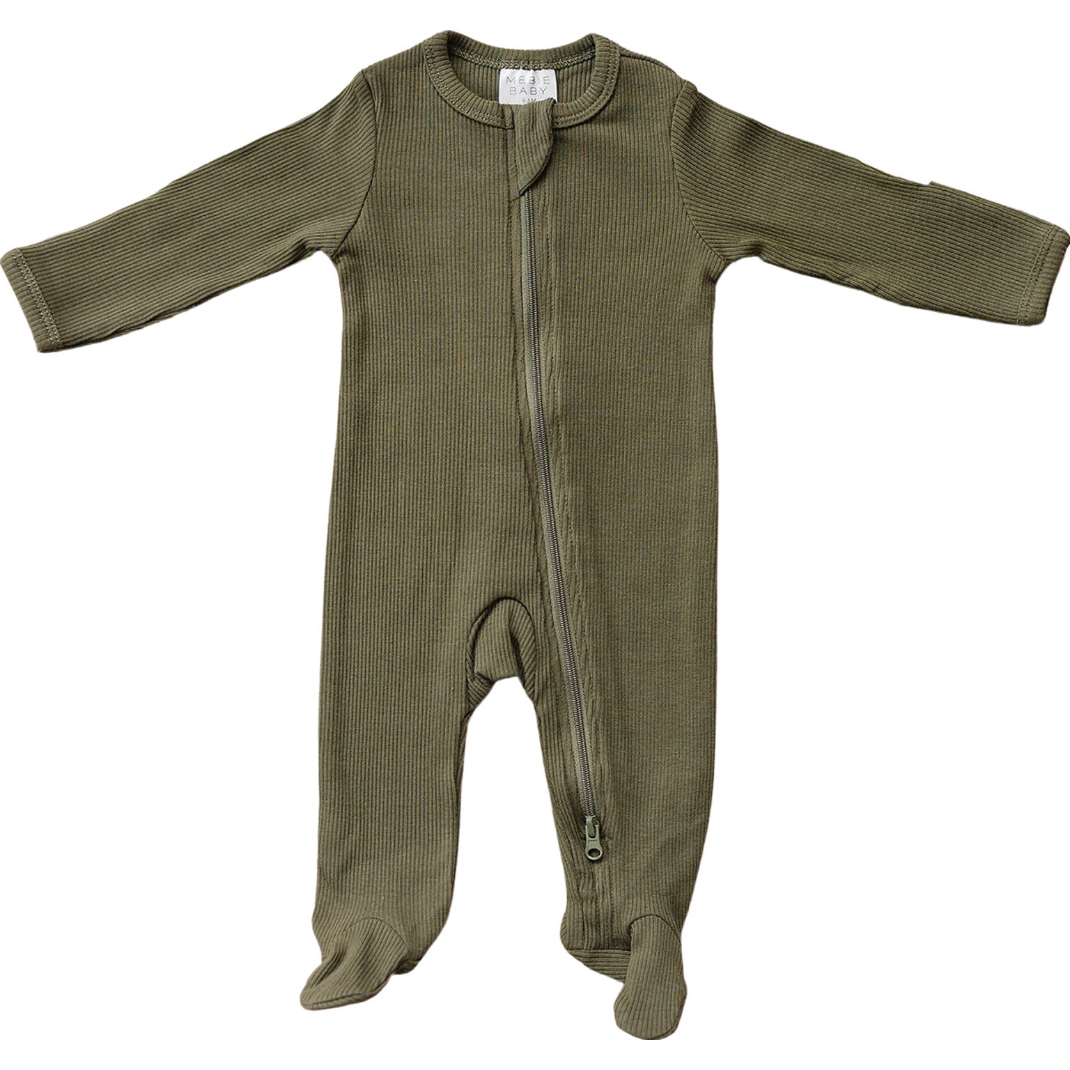Winter Green Organic Cotton Ribbed Zipper Mebie Baby