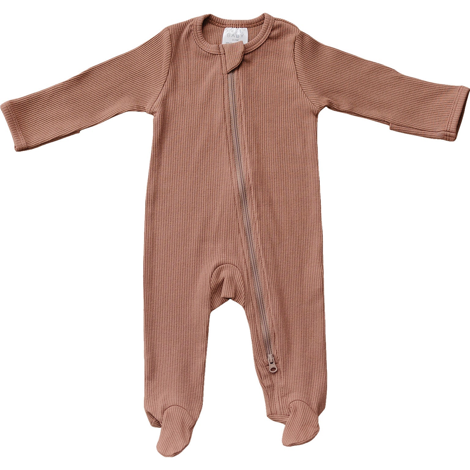 Dusty Rose Organic Cotton Ribbed Zipper Mebie Baby