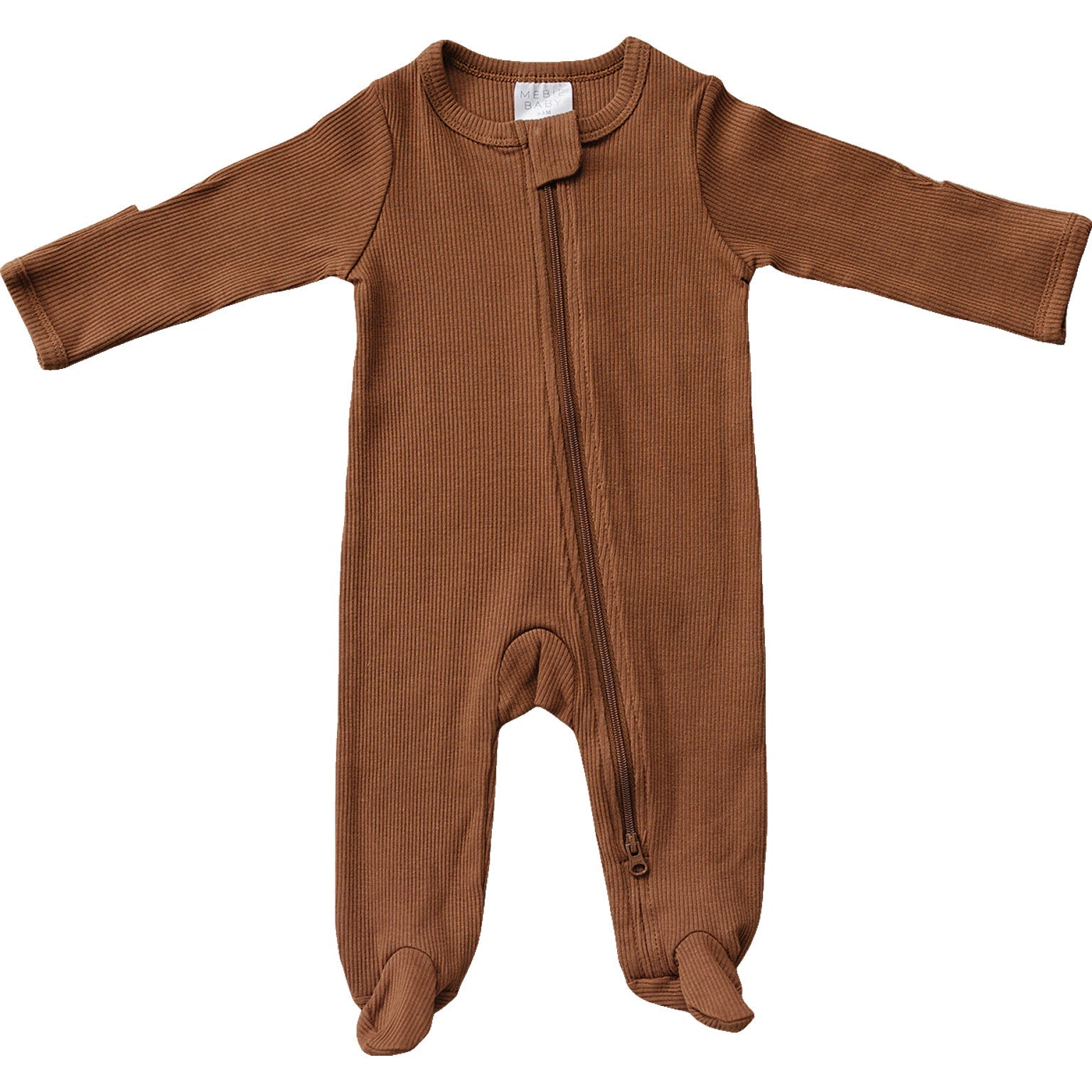 Rust Organic Cotton Ribbed Zipper Mebie Baby
