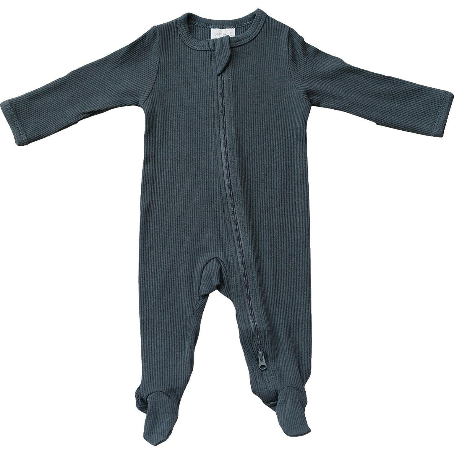 Charcoal Organic Cotton Ribbed Zipper  Mebie Baby