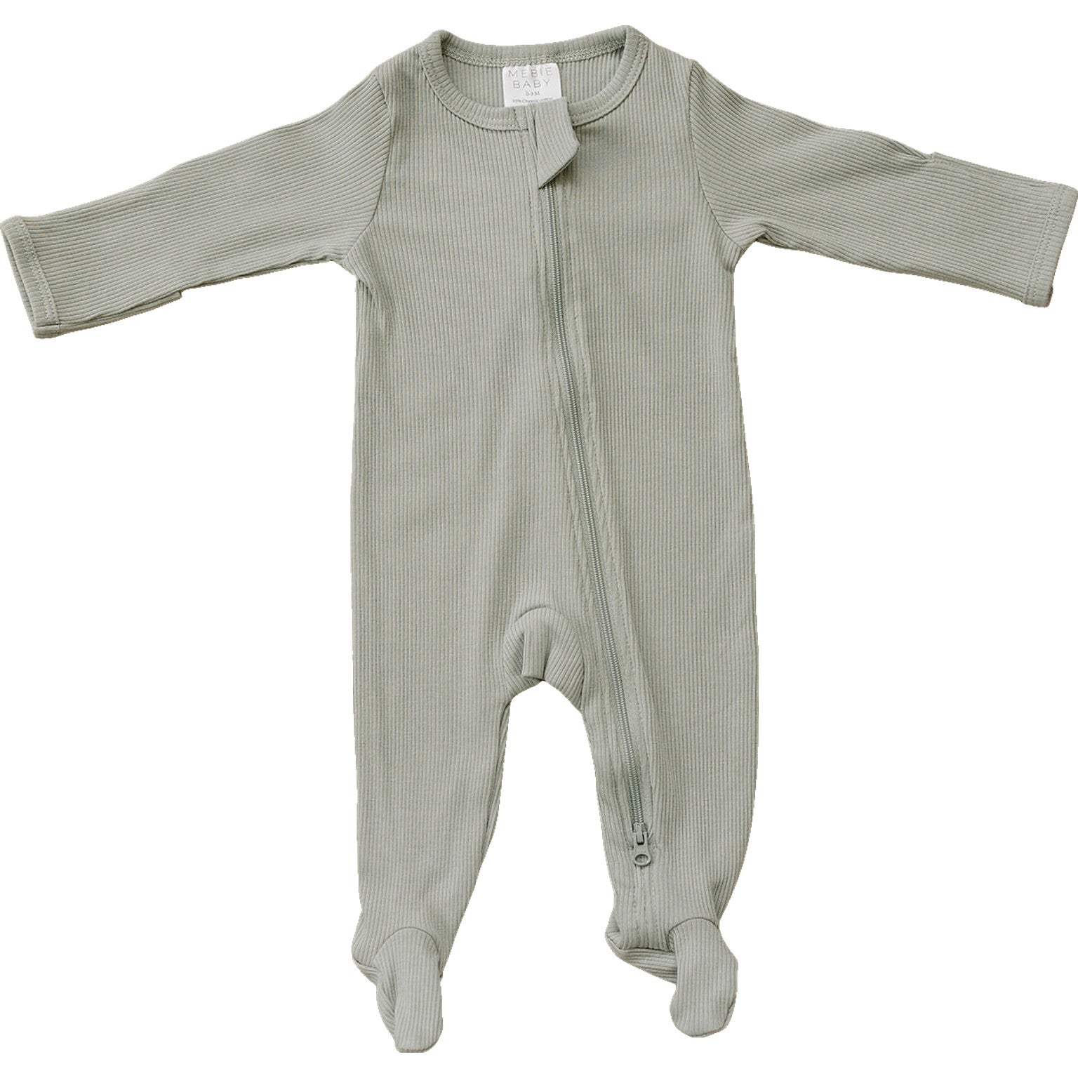 Sage Organic Cotton Ribbed Zipper  Mebie Baby
