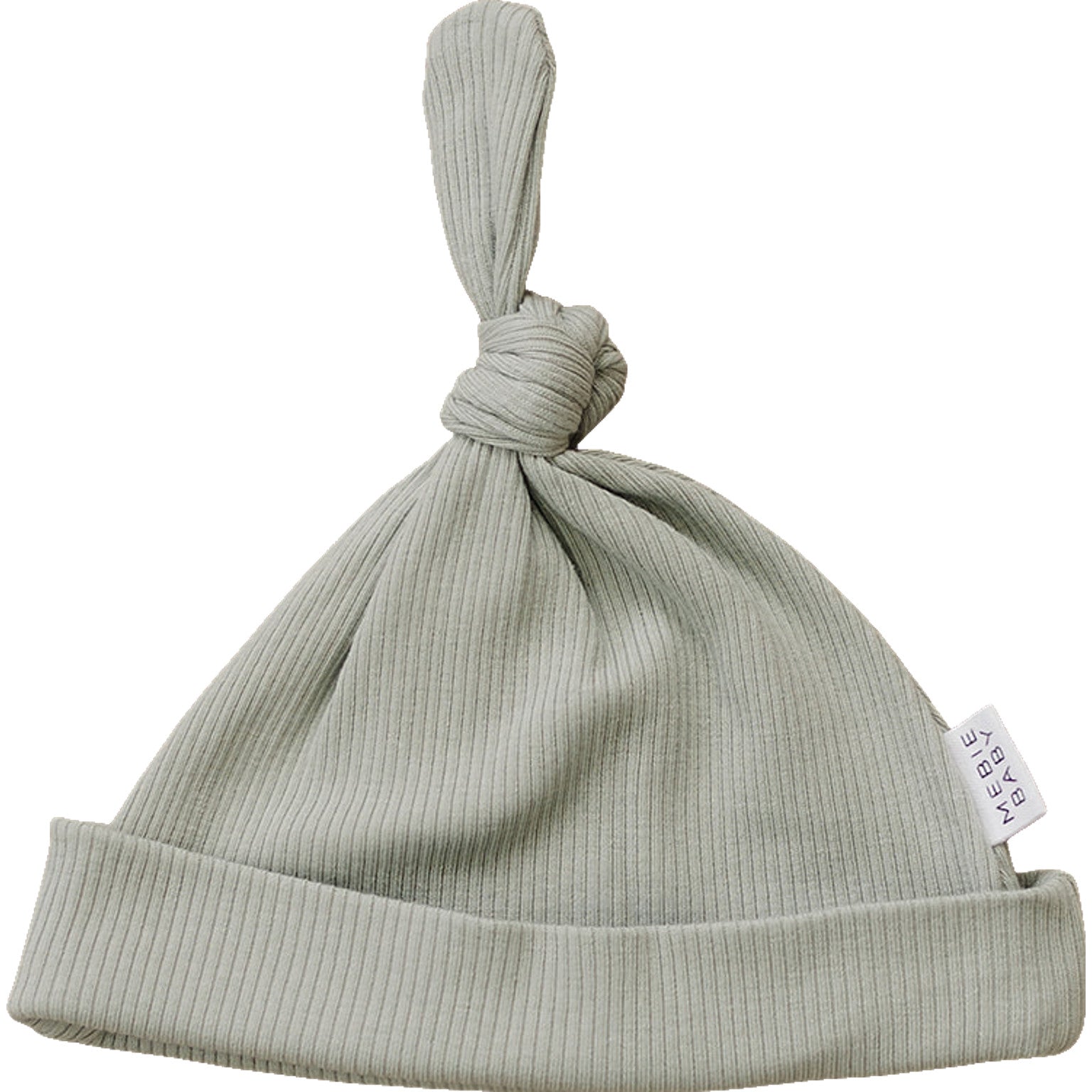 Sage Organic Ribbed Newborn Knot Hat  Mebie Baby