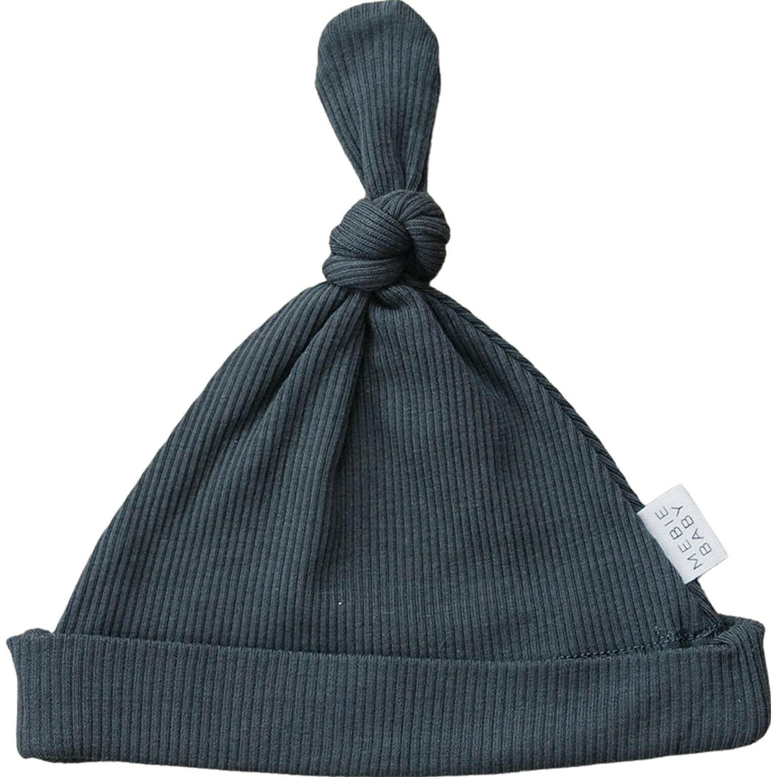 Charcoal Organic Ribbed Newborn Knot Hat  Mebie Baby