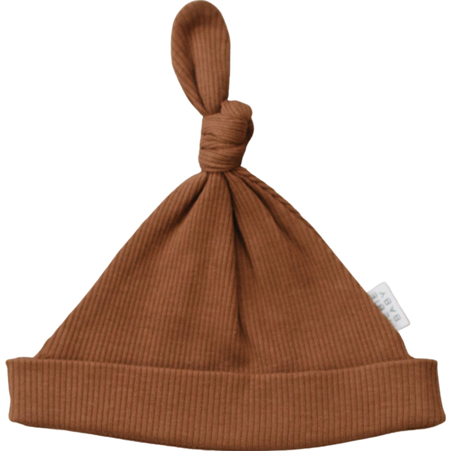 Rust Organic Ribbed Newborn Knot Hat Mebie Baby