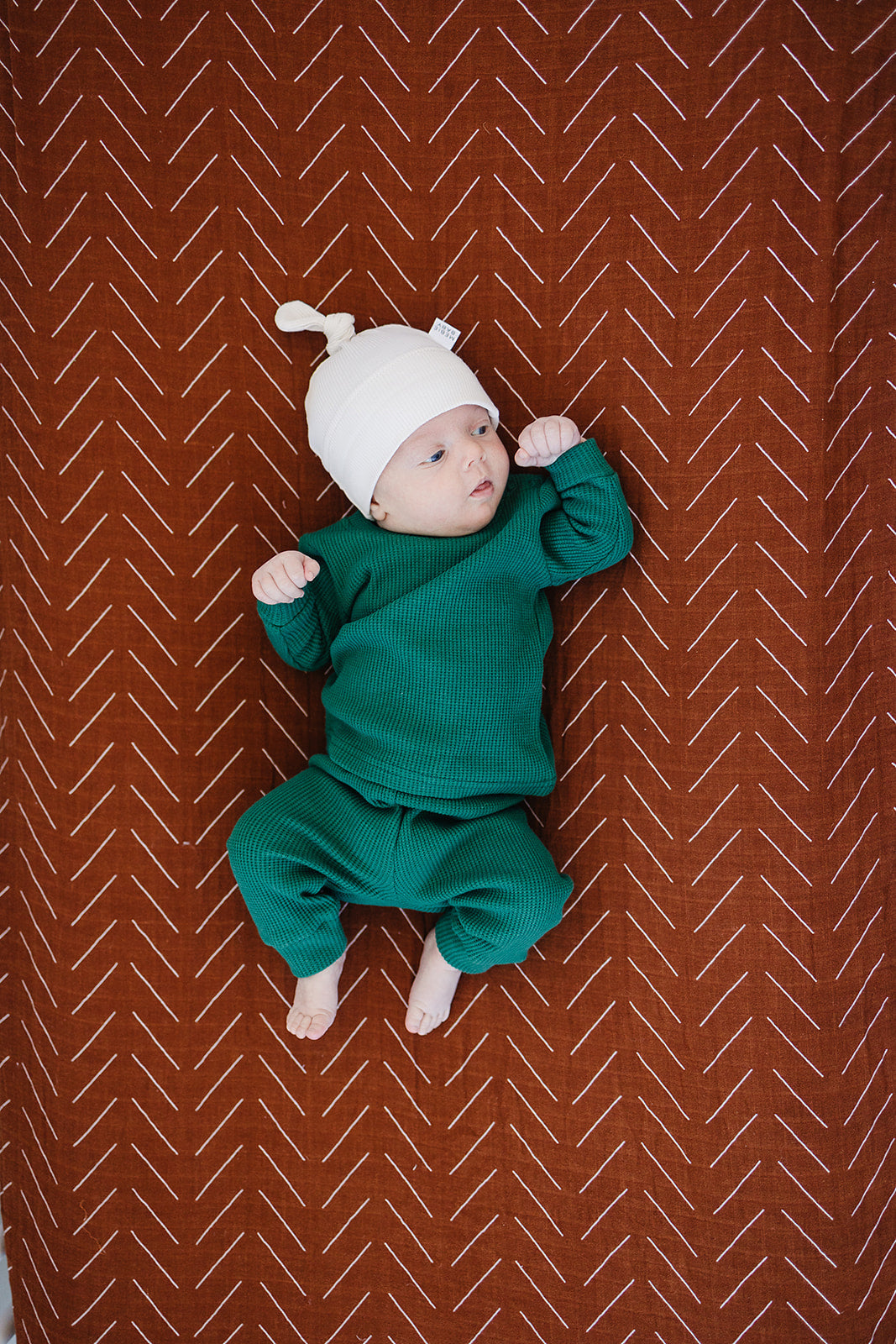 Vanilla Organic Ribbed Newborn Knot Hat Mebie Baby