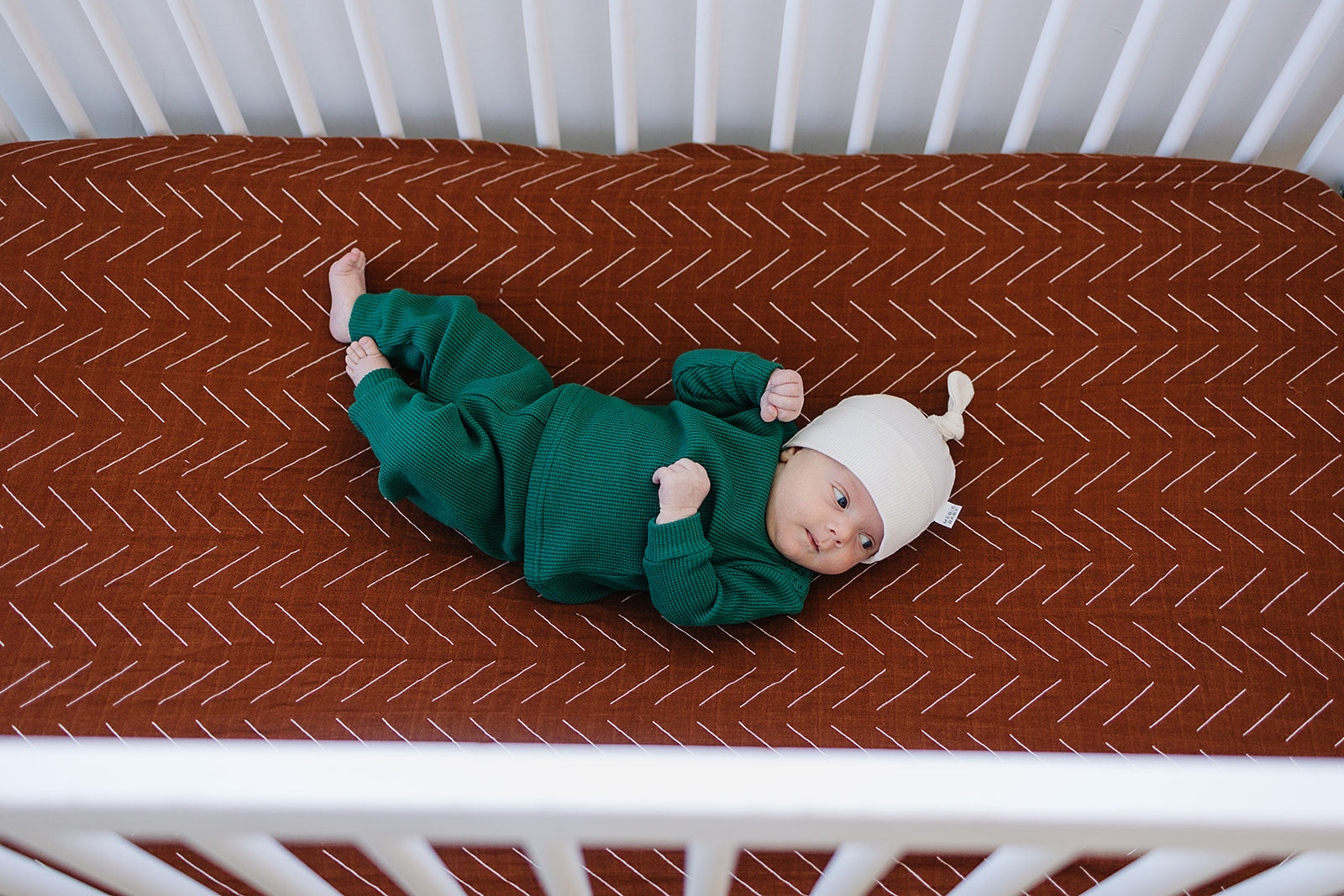 Rust Mudcloth Muslin Crib Sheet Mebie Baby