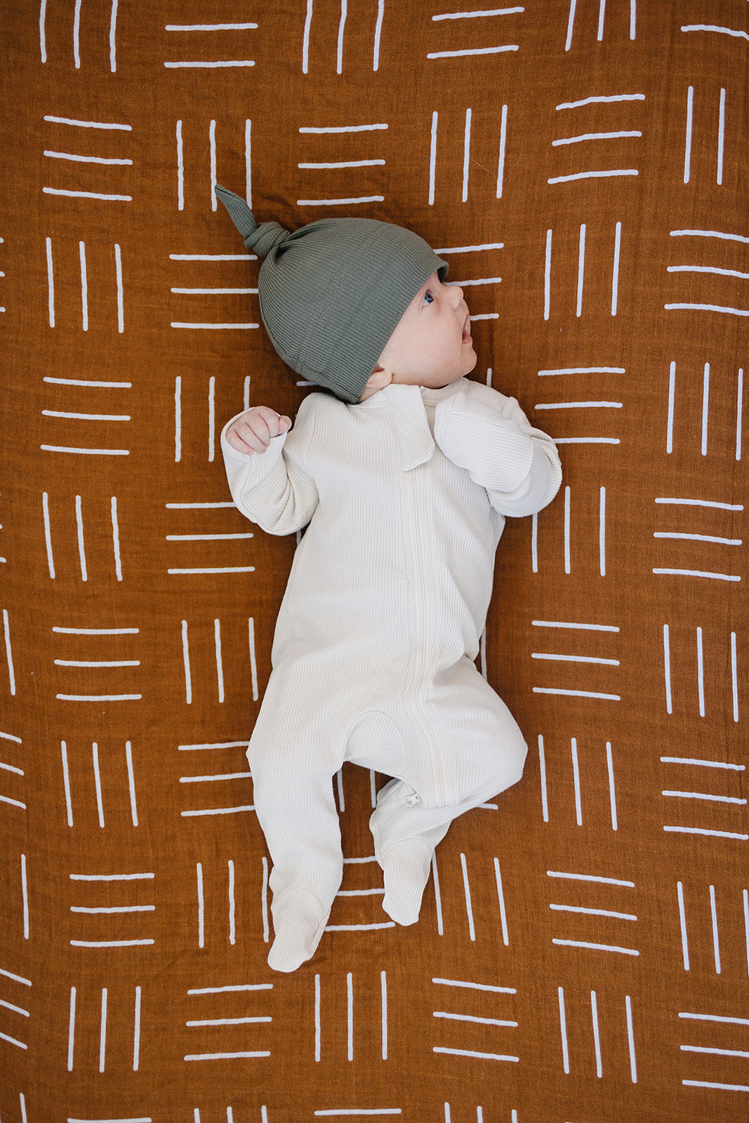 Winter Green Organic Ribbed Newborn Knot Hat Mebie Baby