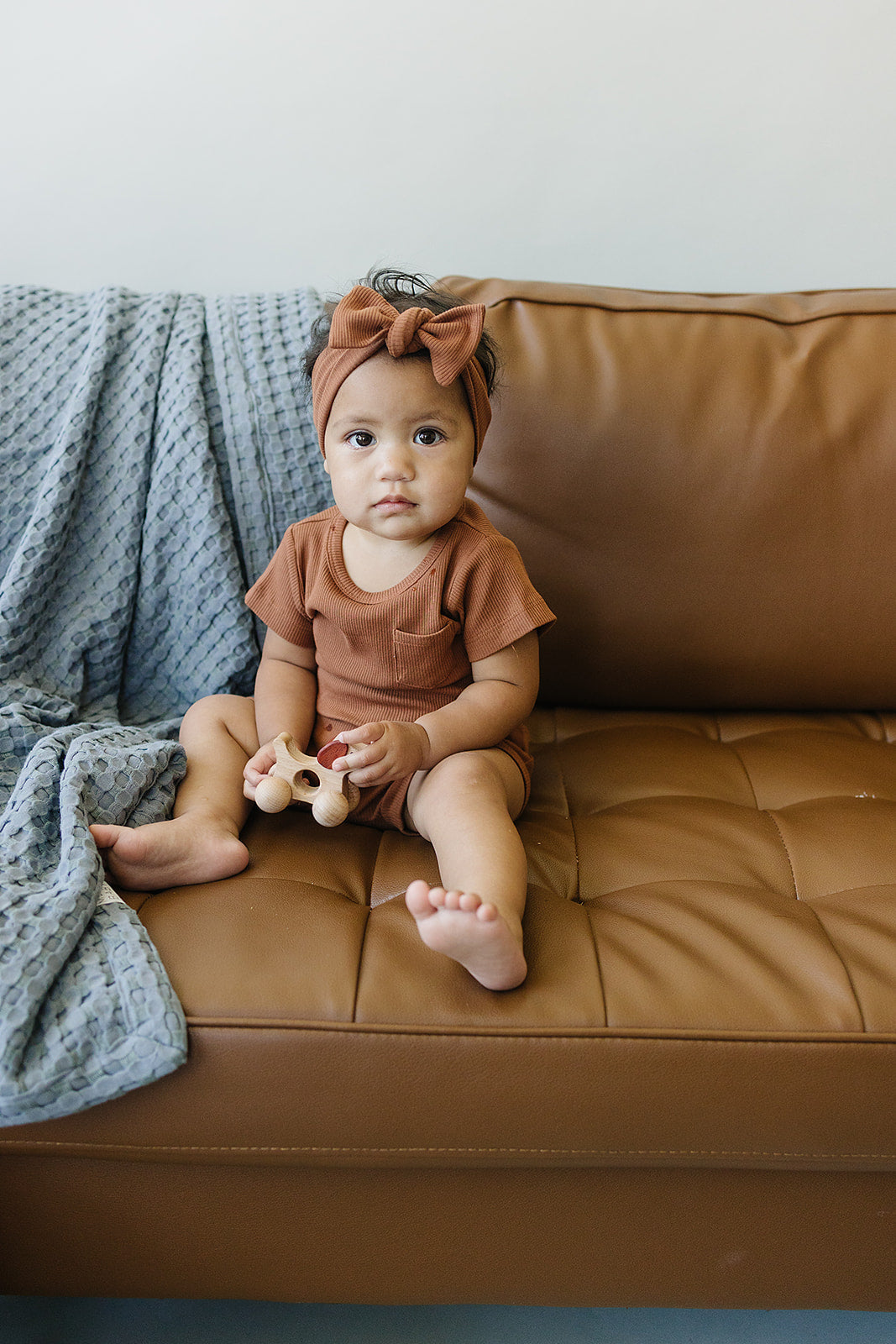 Rust Organic Cotton Ribbed Head Wrap Mebie Baby