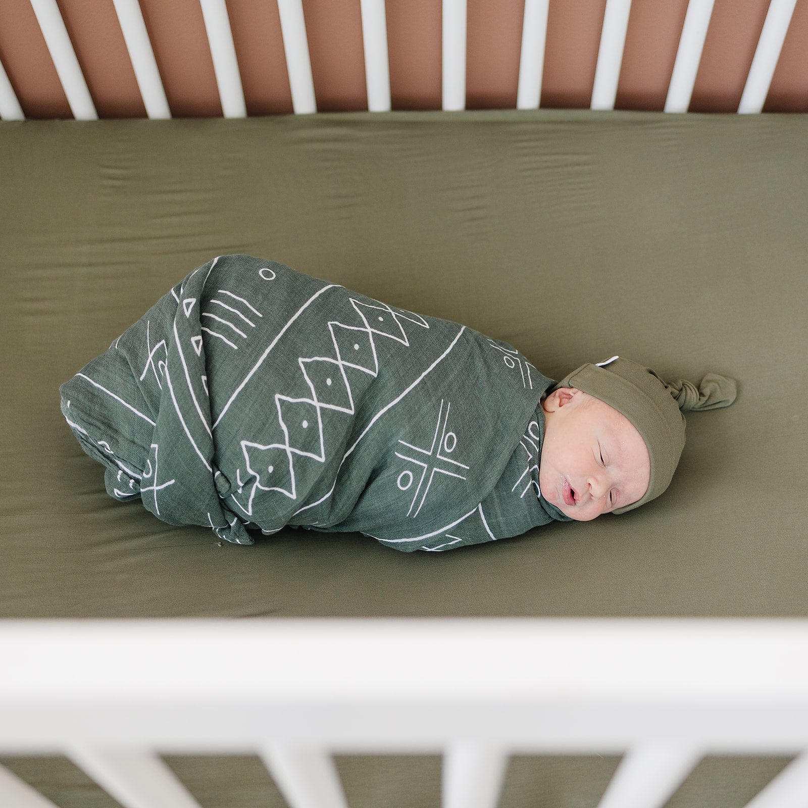 Olive Bamboo Stretch Crib Sheet  Mebie Baby