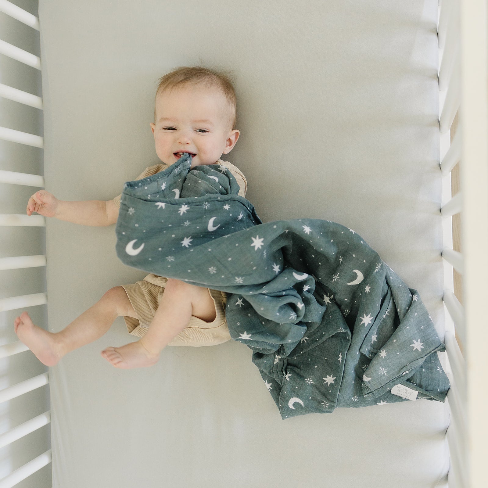 Oatmeal Bamboo Stretch Crib Sheet Mebie Baby