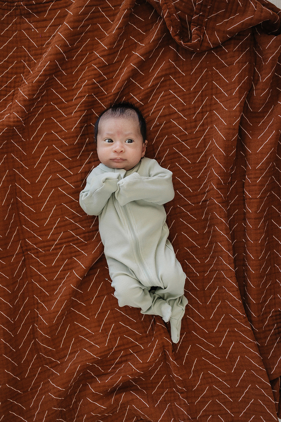 Sage Organic Cotton Ribbed Zipper Mebie Baby