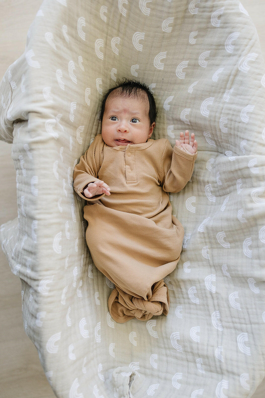 Cafe Organic Cotton Ribbed Knot Gown Mebie Baby