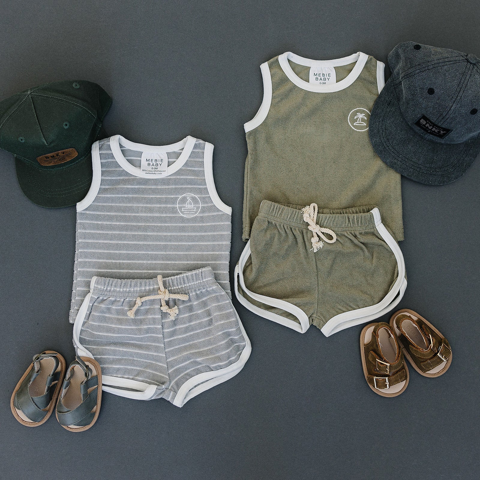 Palm Tree Terry Cloth Short Set Mebie Baby