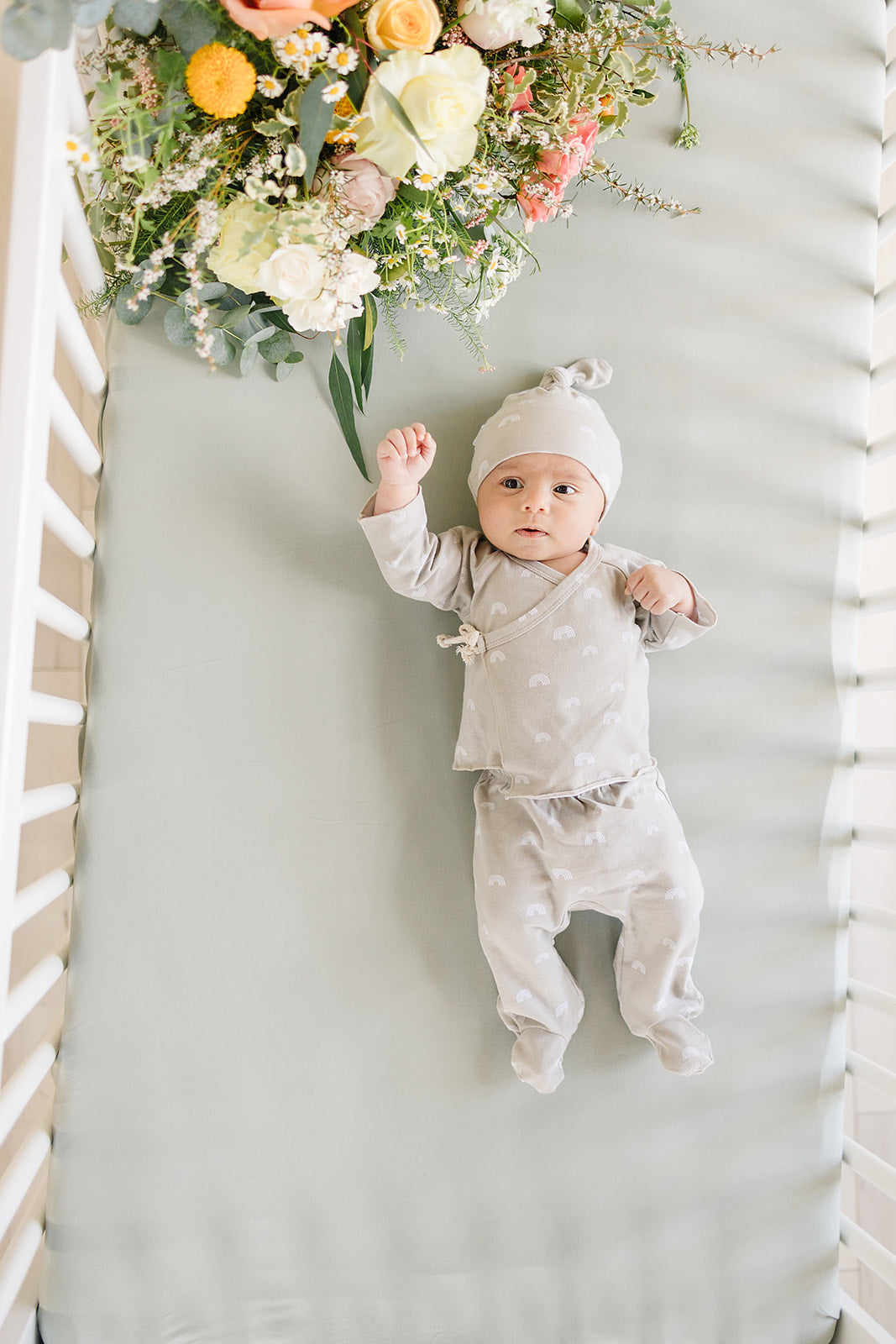 Sage Bamboo Stretch Crib Sheet Mebie Baby