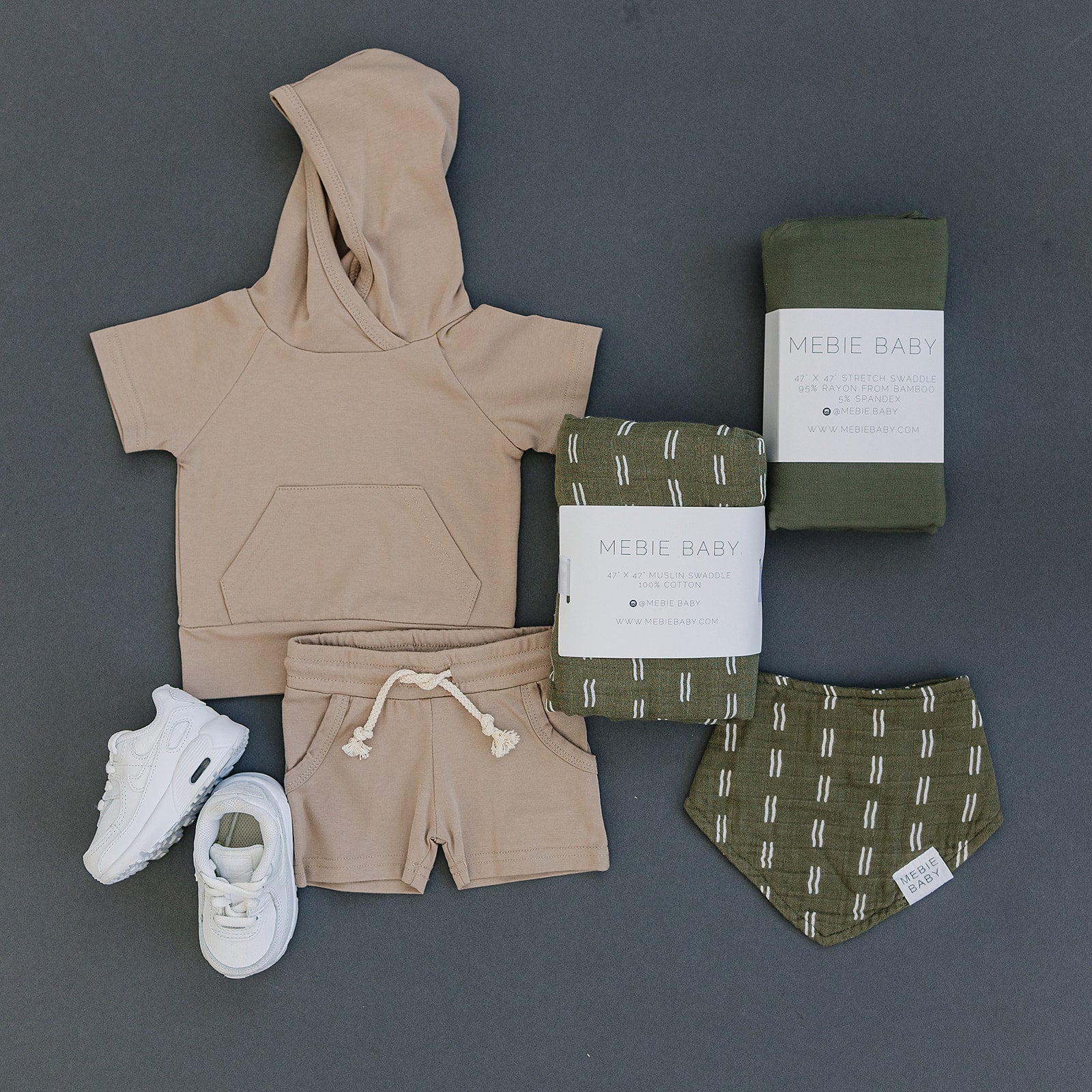 Sand Hooded Tee and Pocket Short Set Mebie Baby