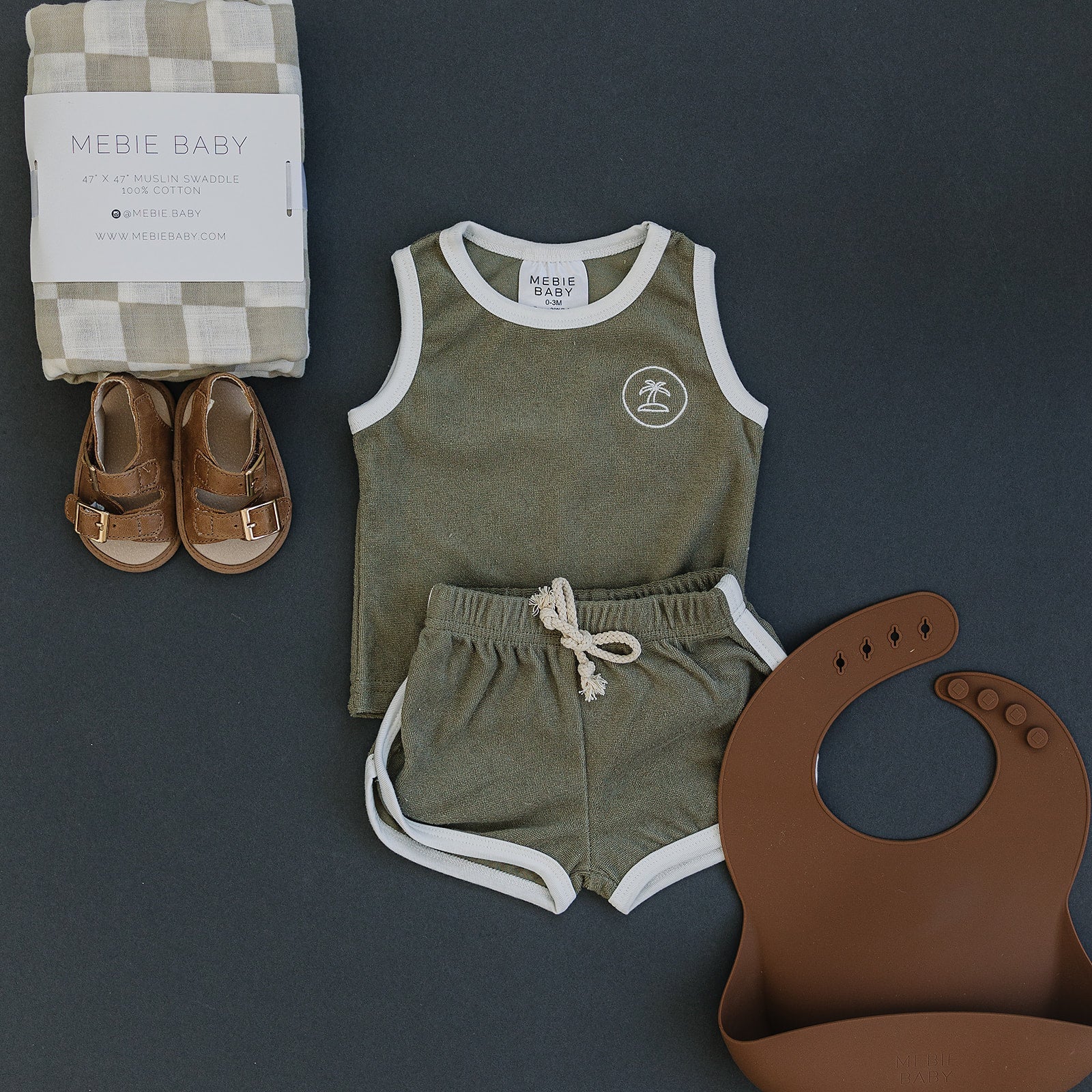 Palm Tree Terry Cloth Short Set Mebie Baby