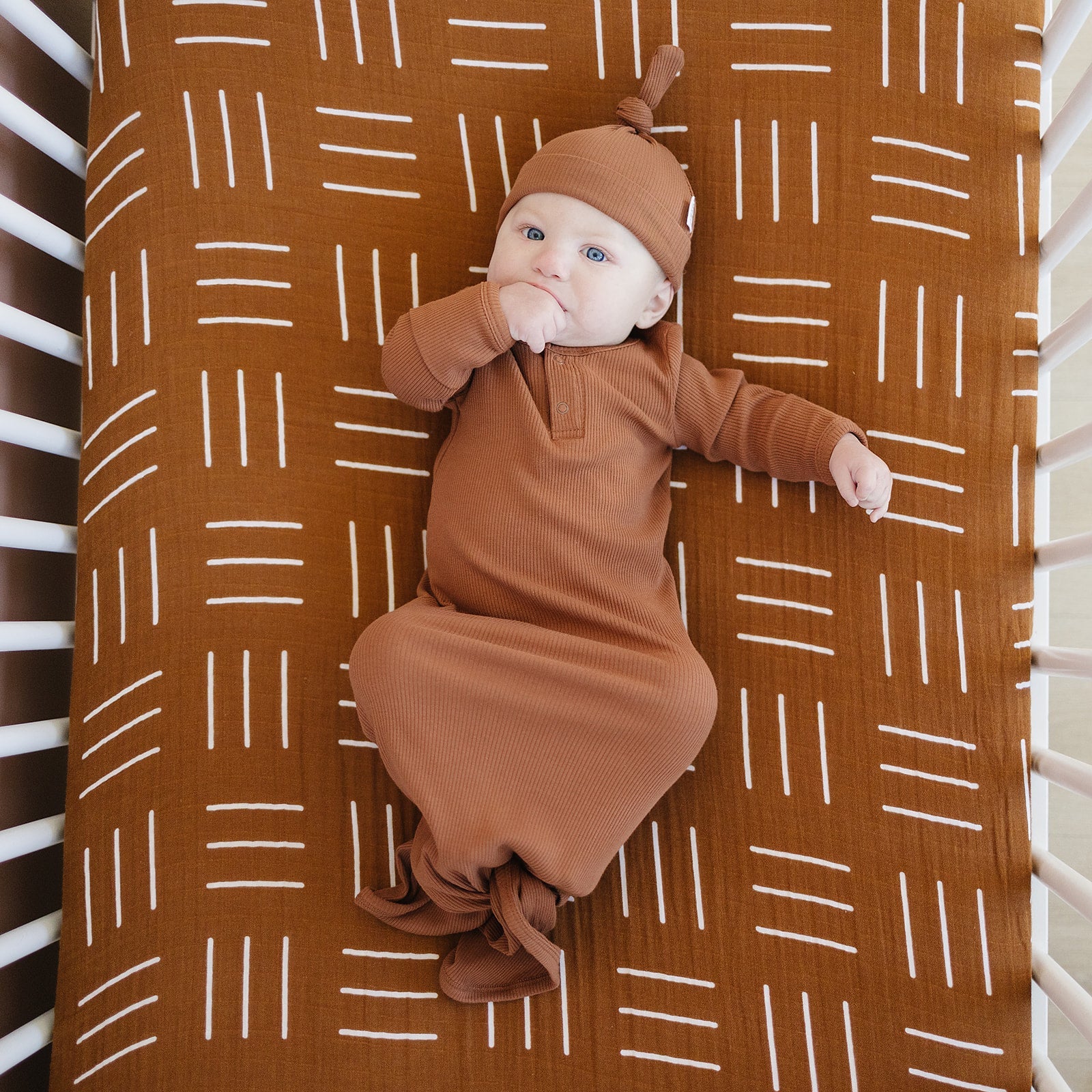Mustard Mudcloth Muslin Crib Sheet Mebie Baby