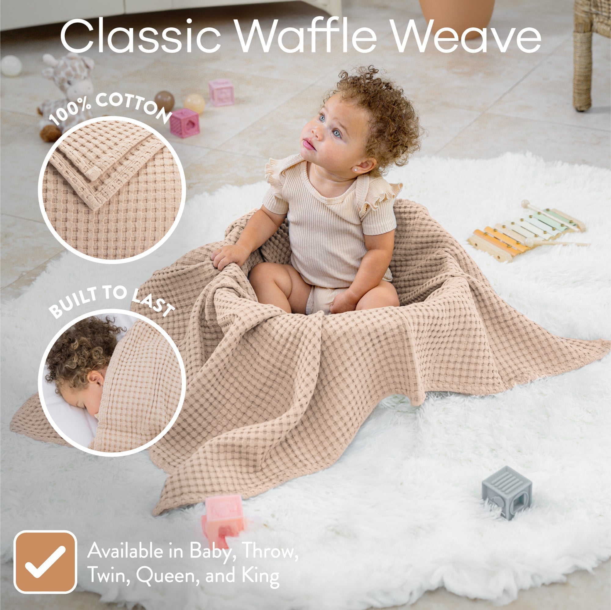 Baby Waffle Blankets in Blush