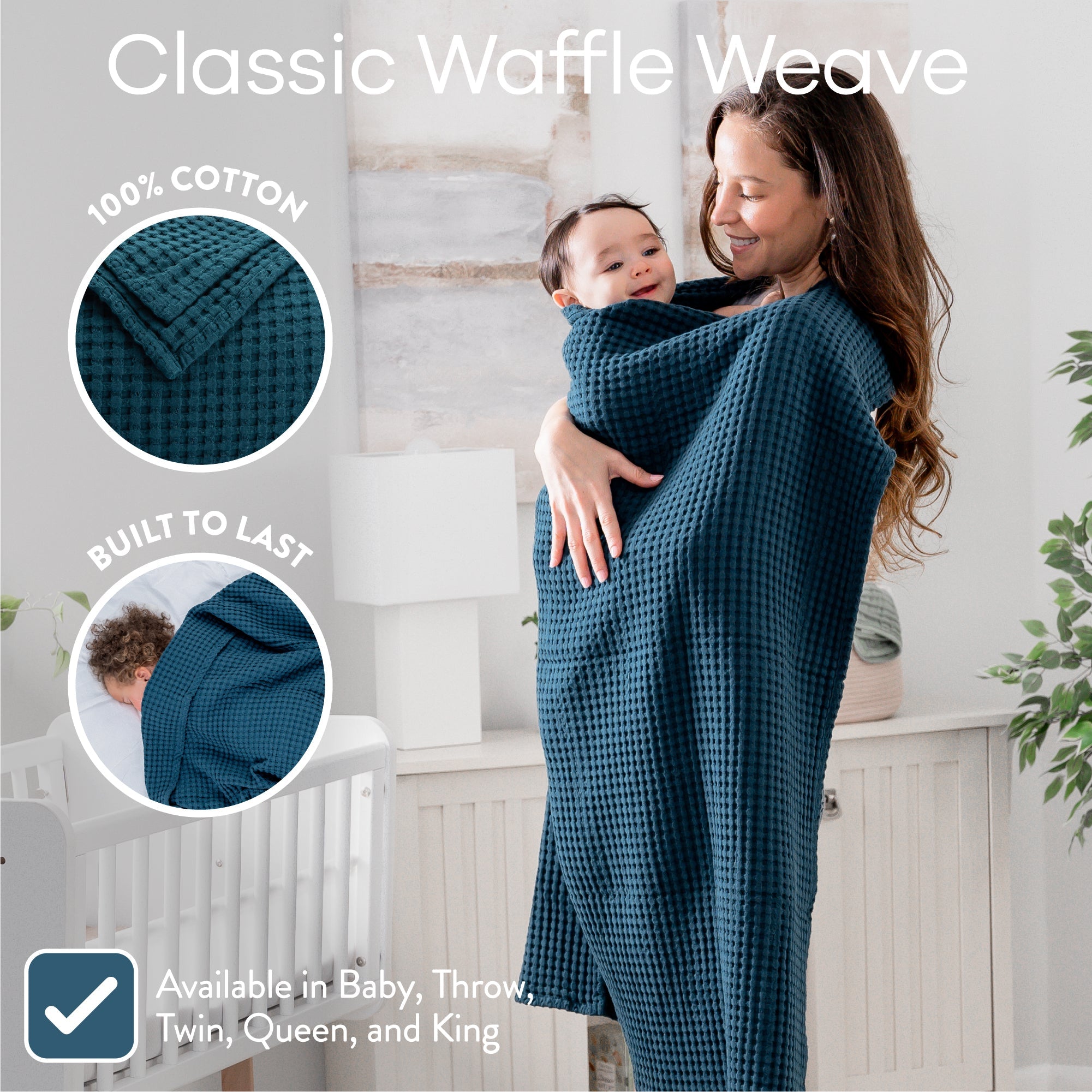 Baby Waffle Blankets in Neptune