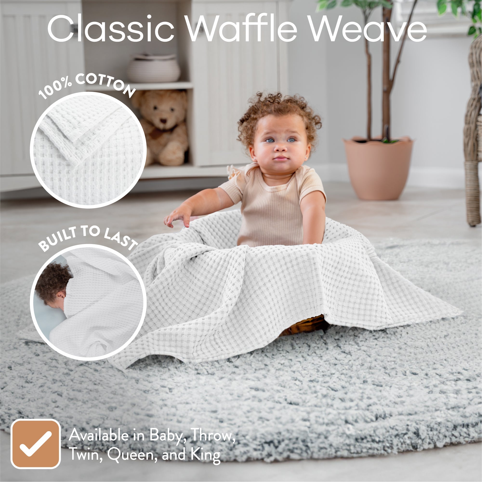 Baby Waffle Blankets in White