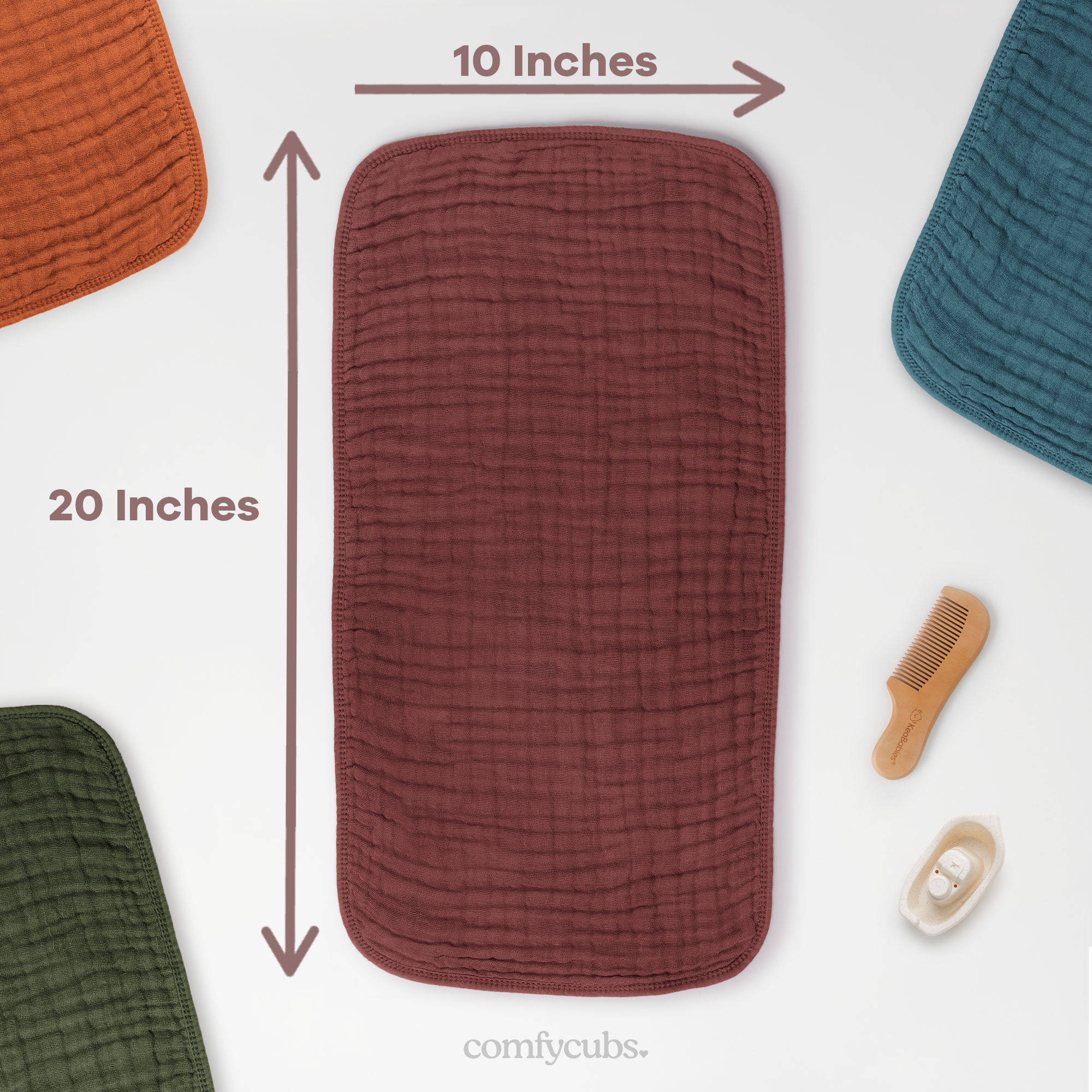 Muslin Burp Cloths in Wine