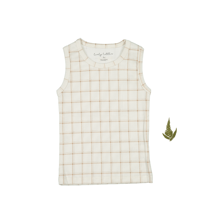 The Printed Tank - Tan Grid Tank Lovely Littles