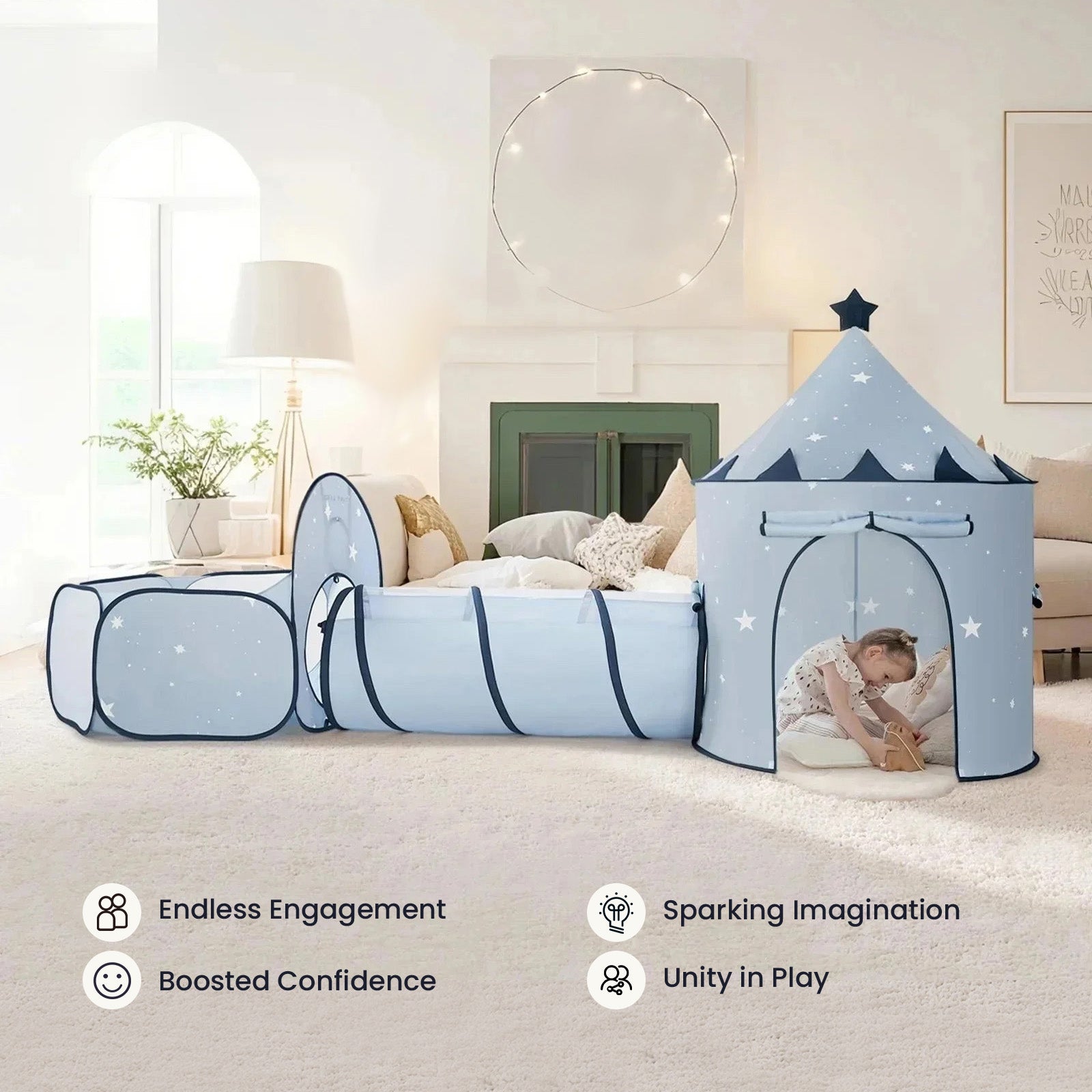Tiny Land® Adventure 3-in-1 Play Tunnel & Ocean Ball Set Blue Edition