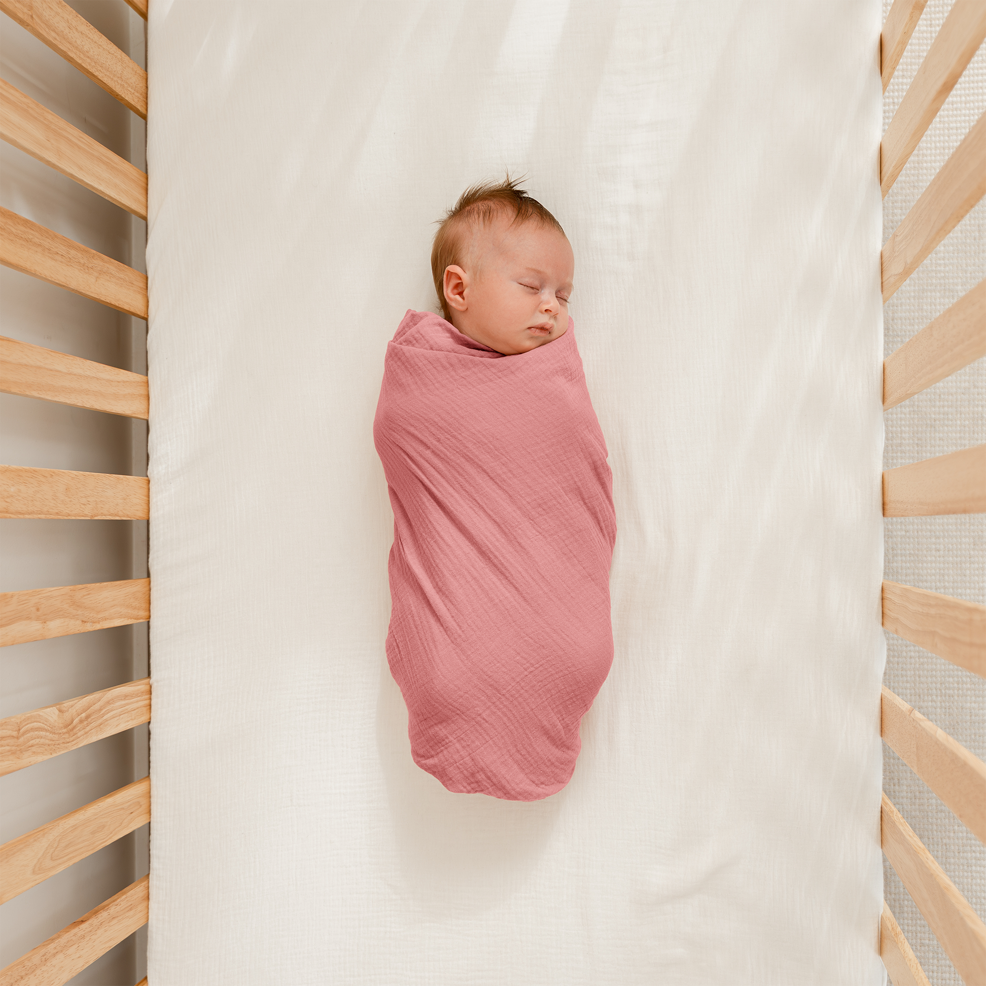 Muslin Swaddle Blankets, 42” x 42” (Blush, Bold Blush, Dusty Rose, Pack of 3)