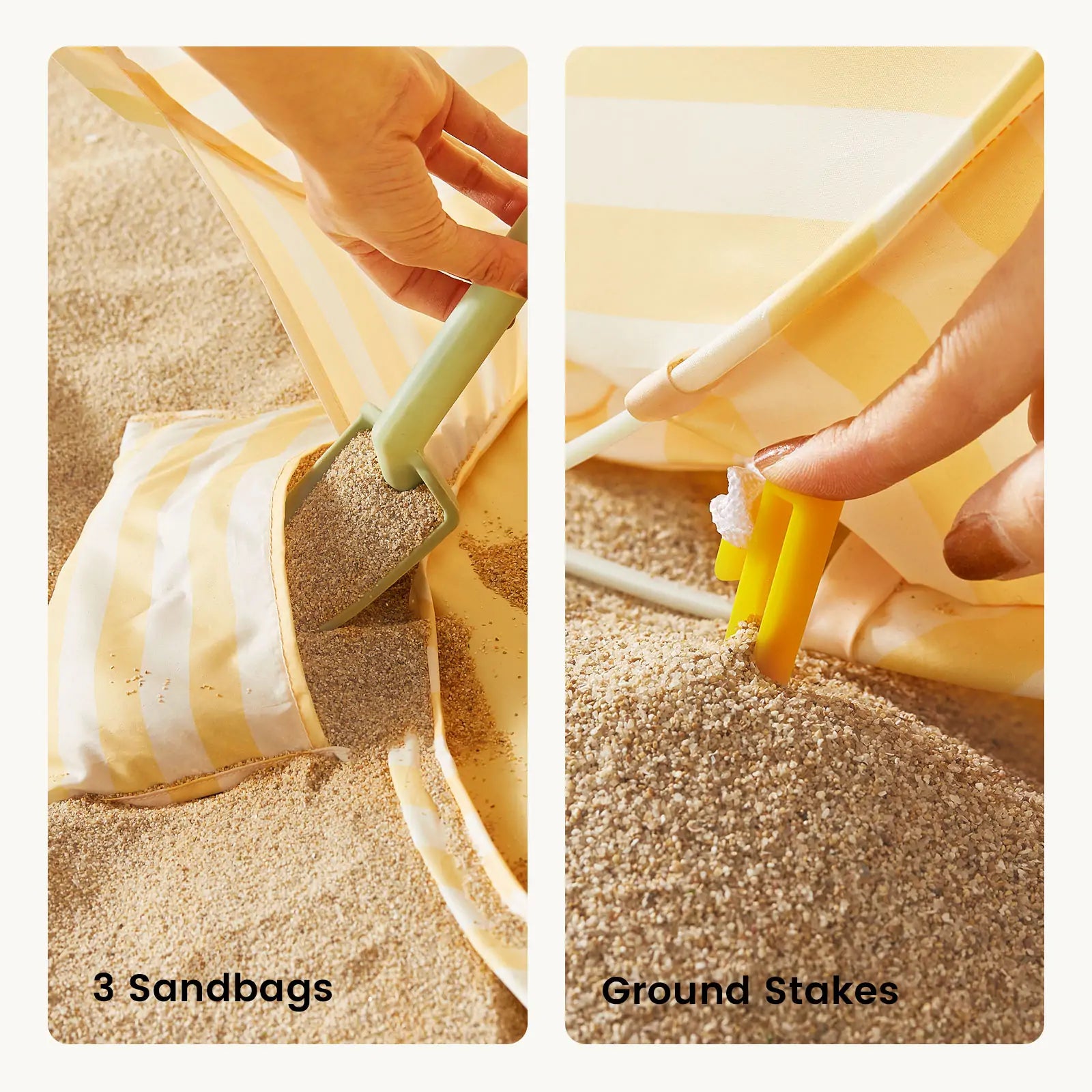 Tiny Land® One-Stop Beach Toy & Tent Set – Pastel Yellow Stripes