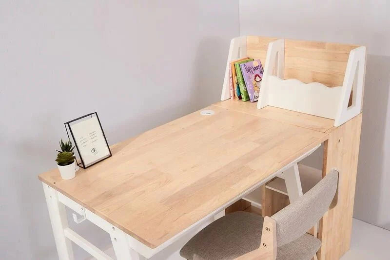 Calla Solid Wood Growth Desk - Flat-Storage Drawer - Natural Color MesaSilla USA