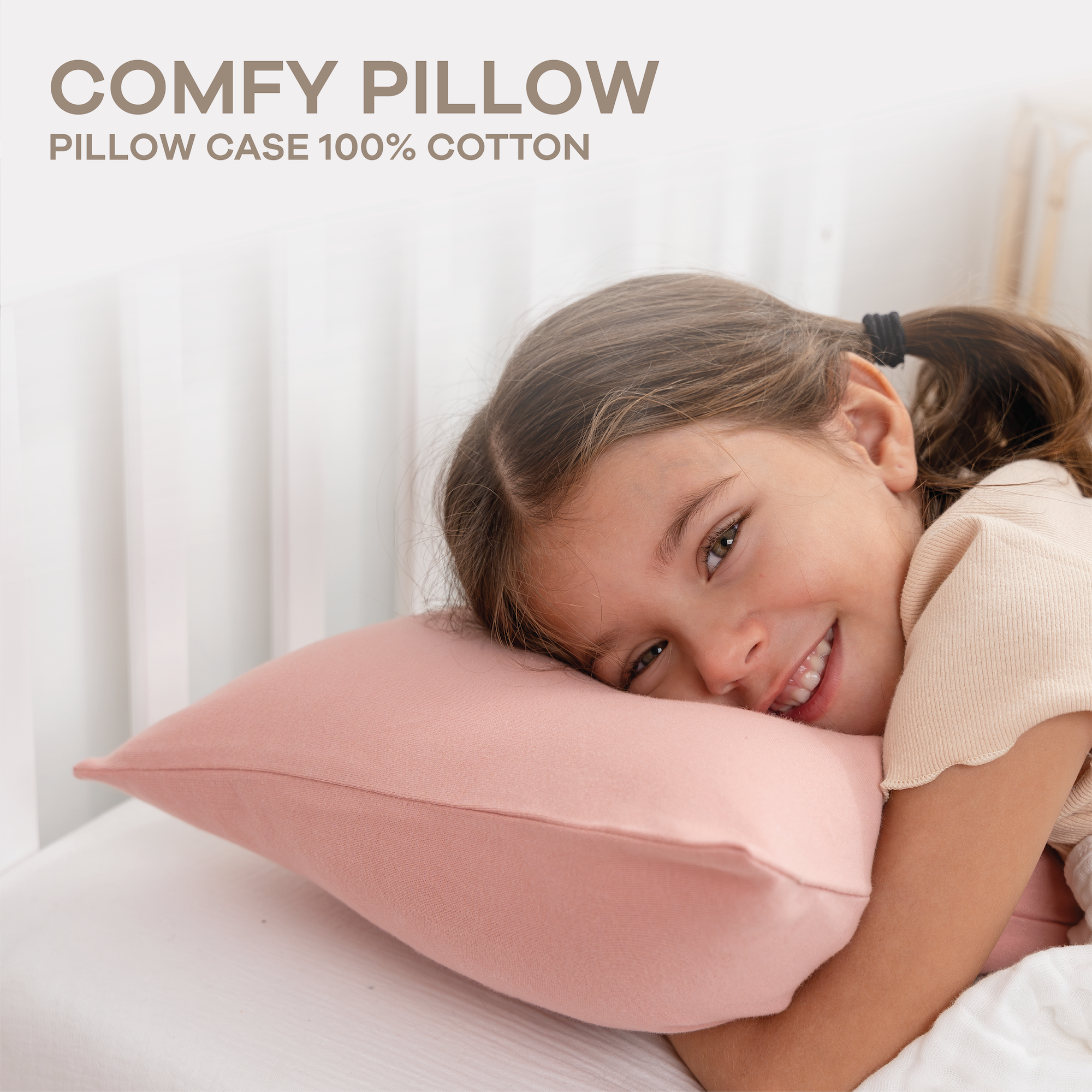 Toddler Pillows with Soft Cotton Pillow Case in Blush