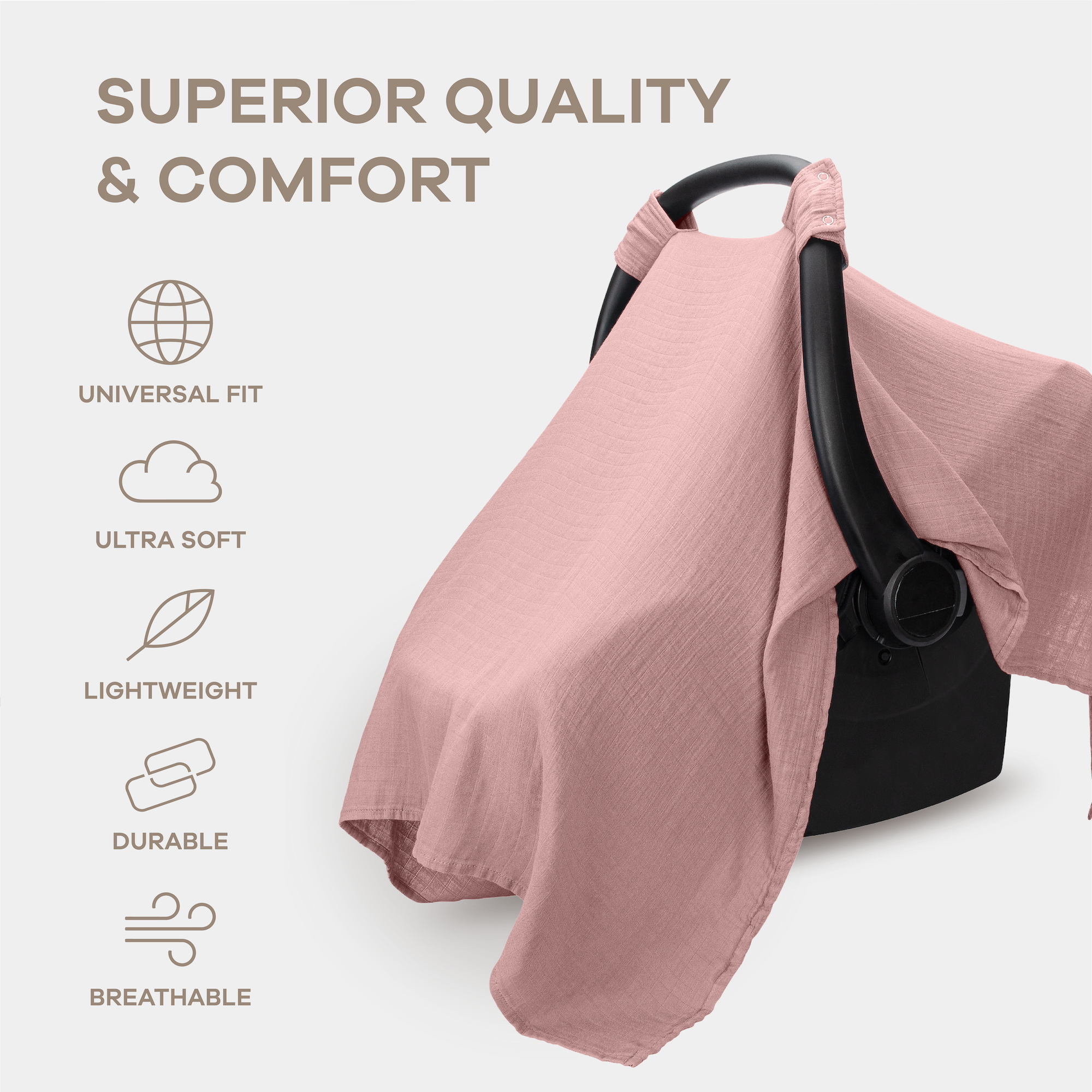 Baby Car Seat Cover in Mauve