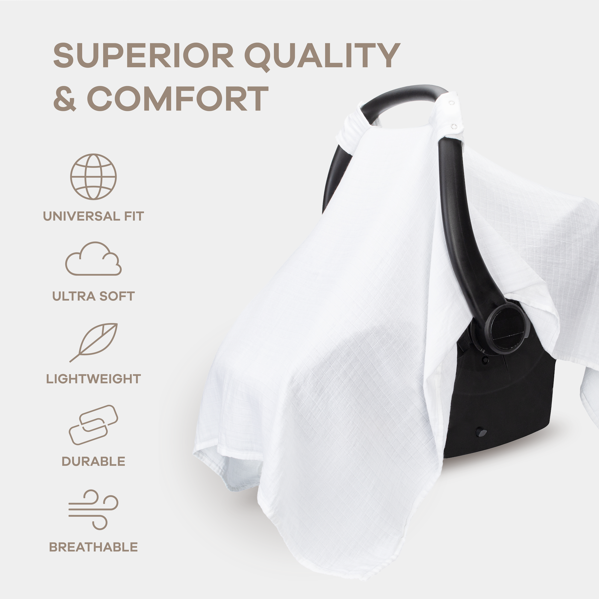 Baby Car Seat Cover in White