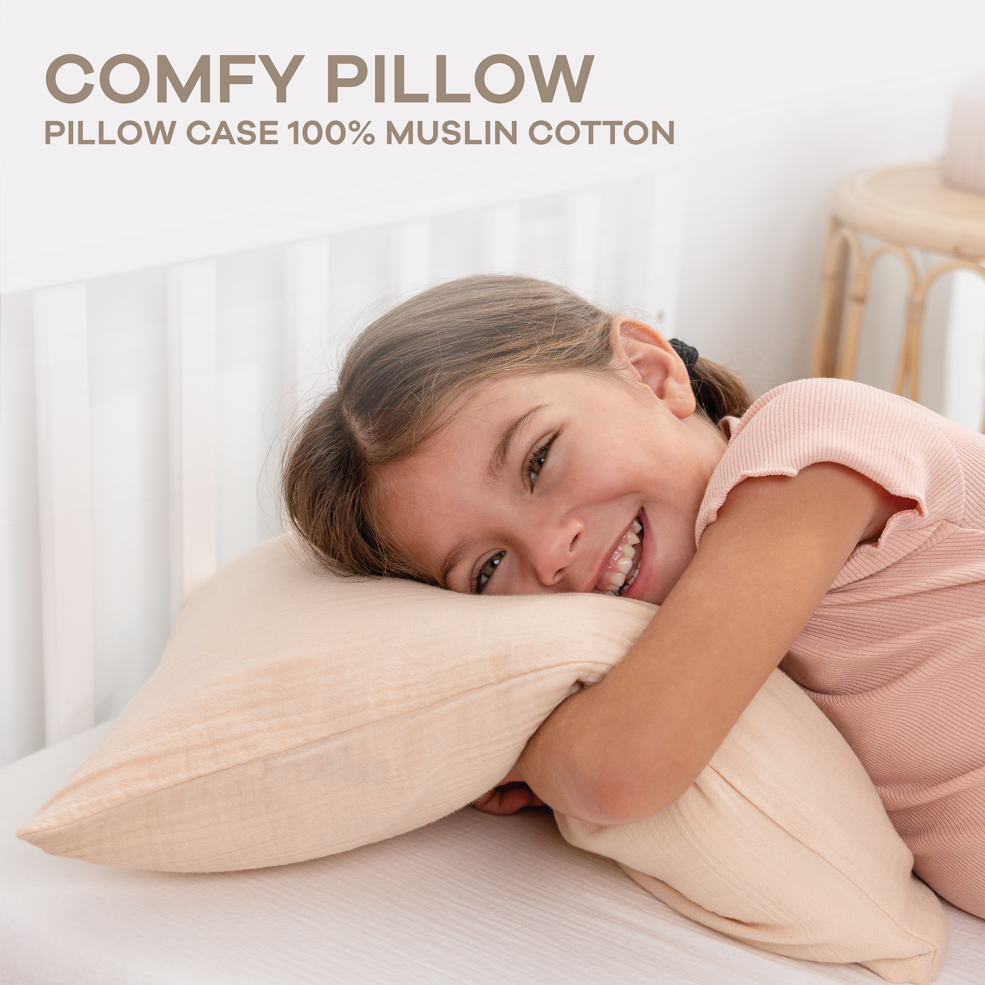 Toddler Pillows with Soft Muslin Pillow Case in Cream