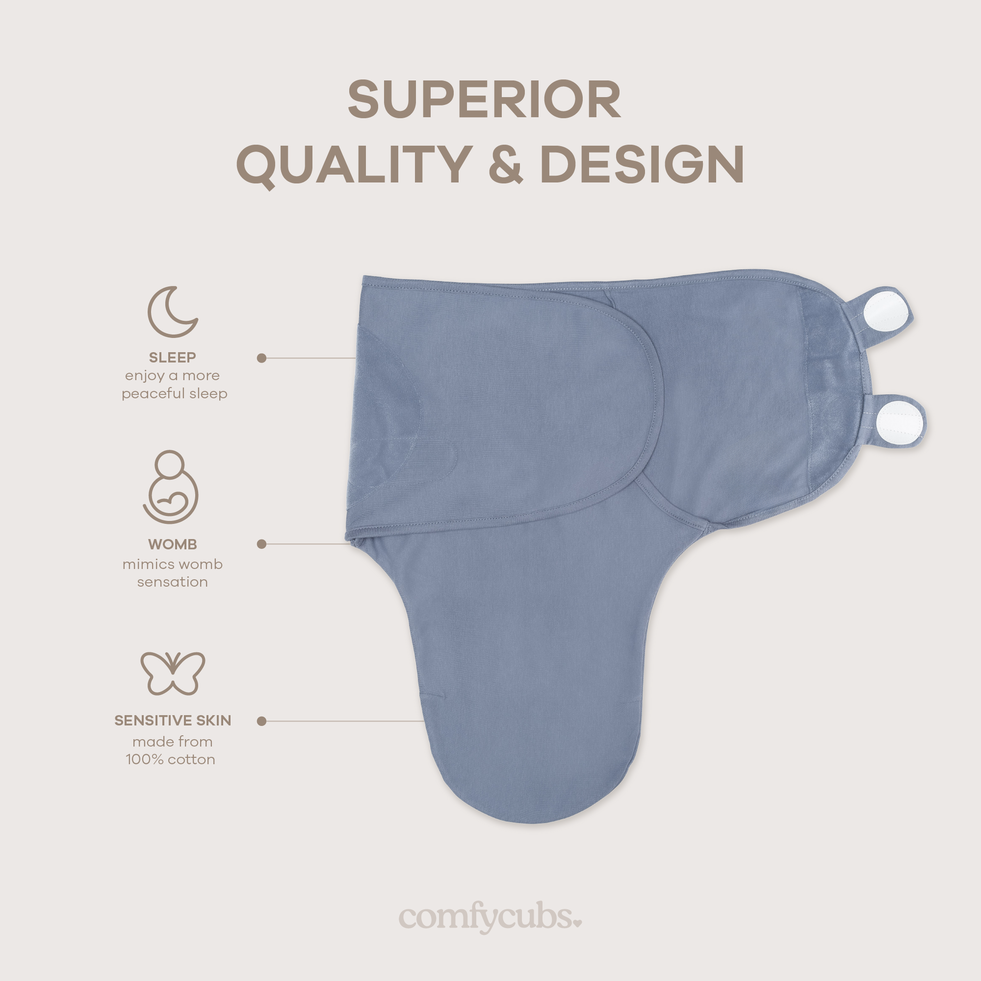 Easy Swaddle Blankets in Stone, Nomadic Blue, Azul, Pack of 3