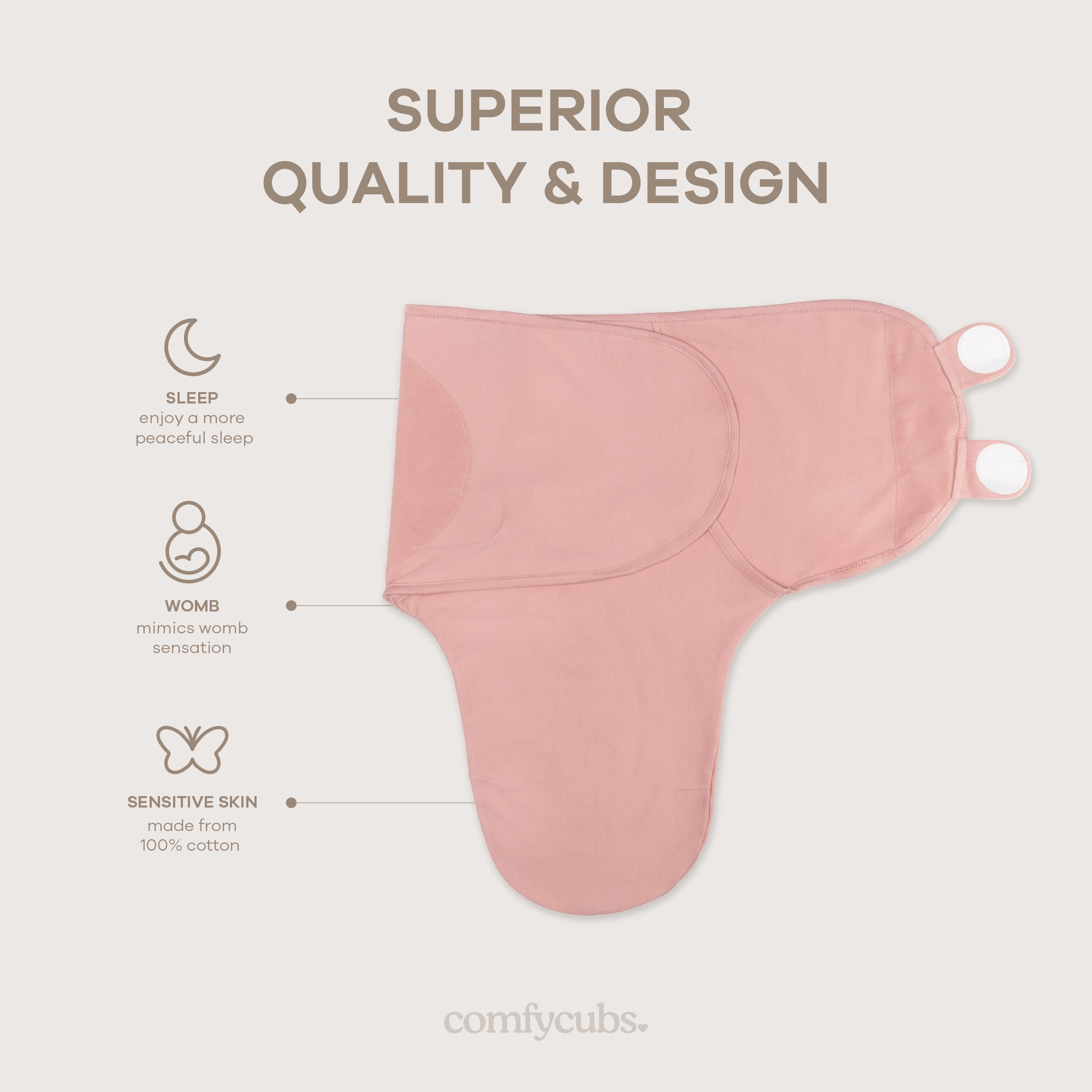 Easy Swaddle Blankets in Blush, Mauve, Mulberry, Pack of 3