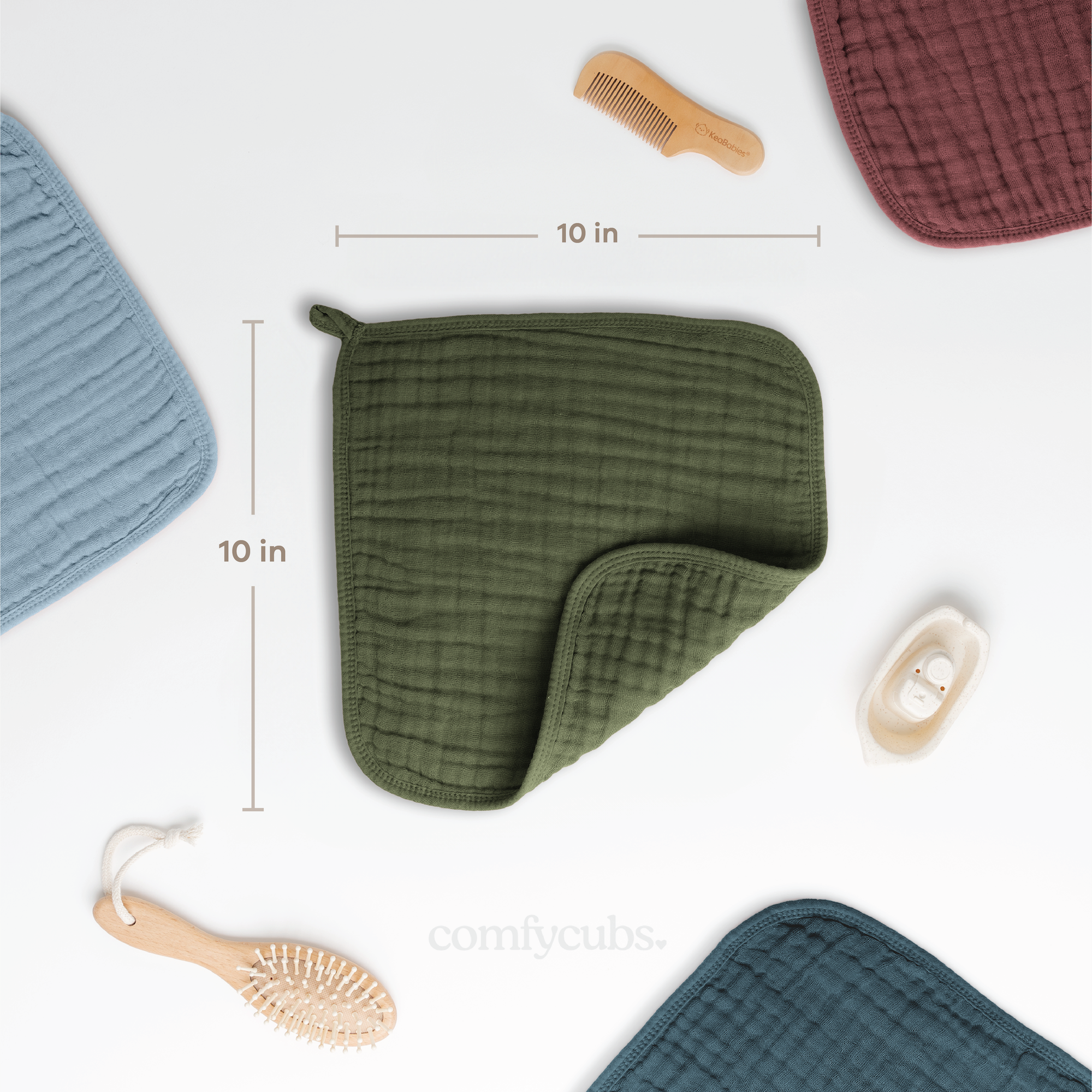 Muslin Washcloths in Kelp