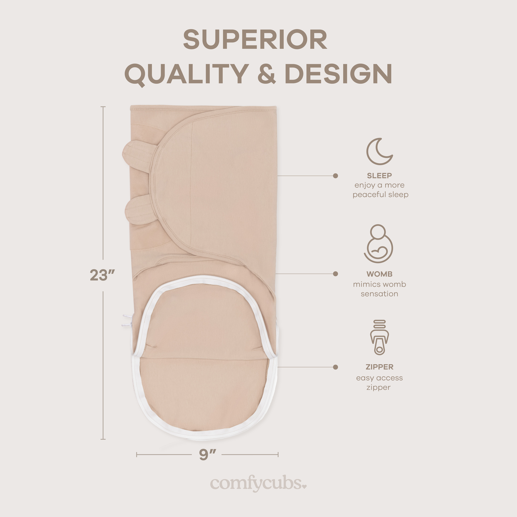 Easy Swaddle Blankets with Zipper in Light Blush, Blush, Mauve