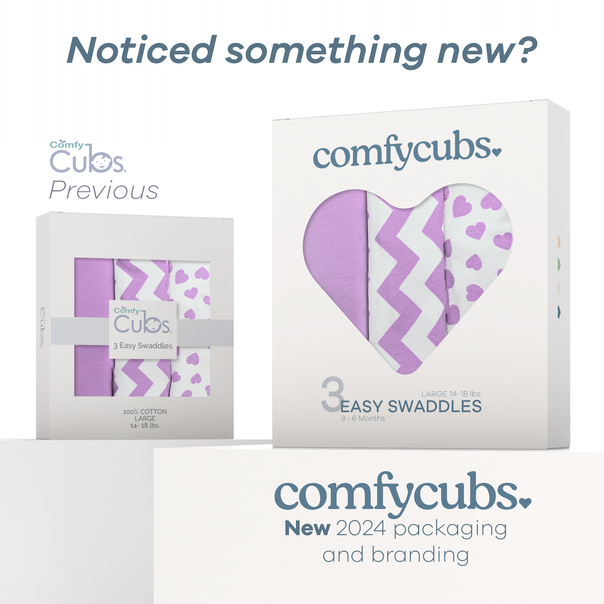 Easy Swaddle Blankets by Comfy Cubs - Purple, Pack of 3