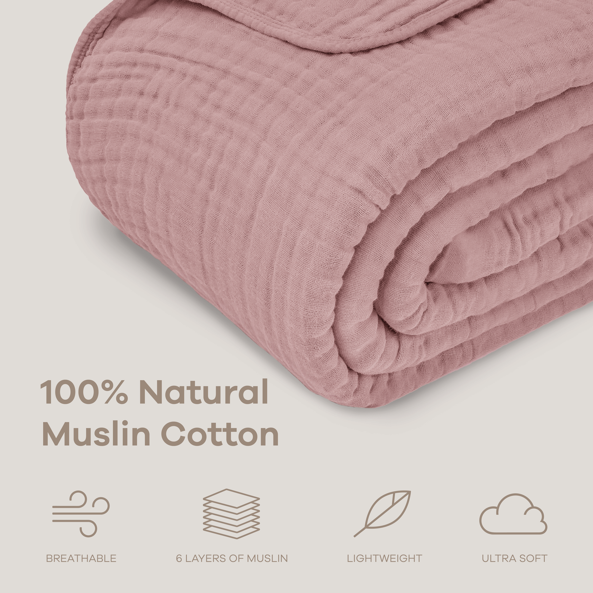 Adult Muslin Blanket in Mauve