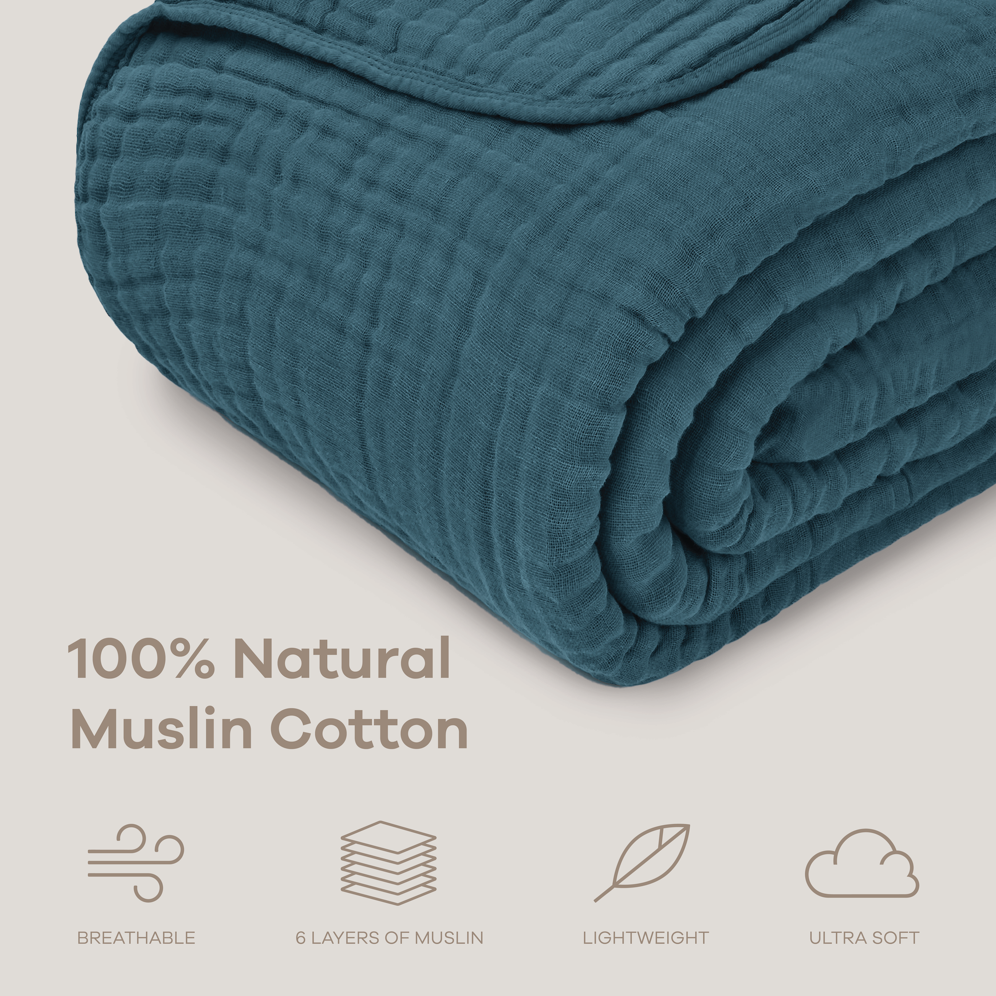Adult Muslin Blanket in Neptune