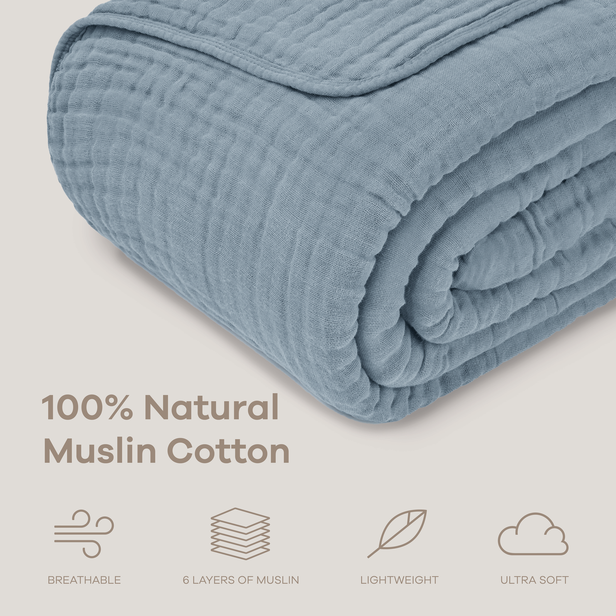 Adult Muslin Blanket in Pacific Blue