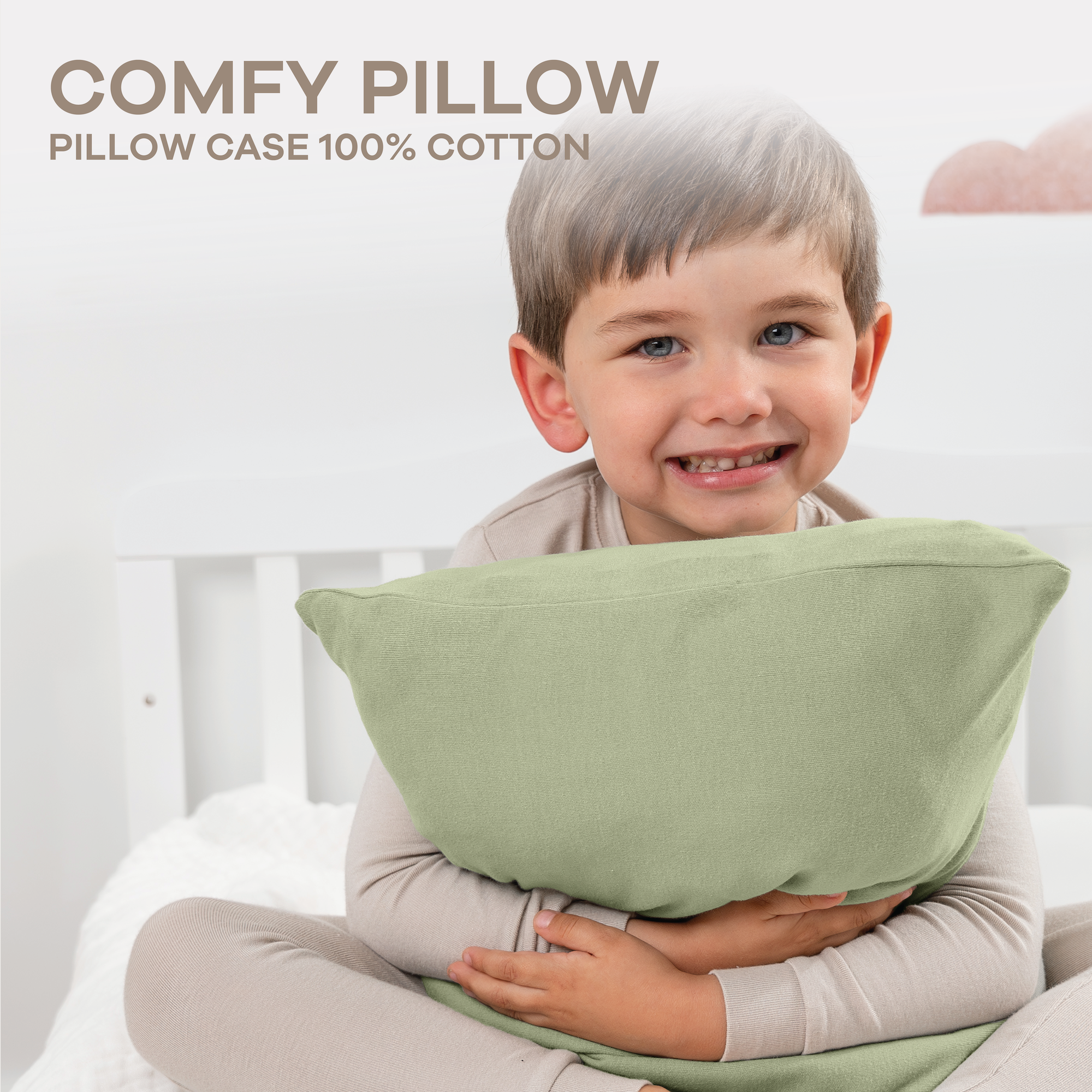 Toddler Pillows with Soft Cotton Pillow Case in Sage