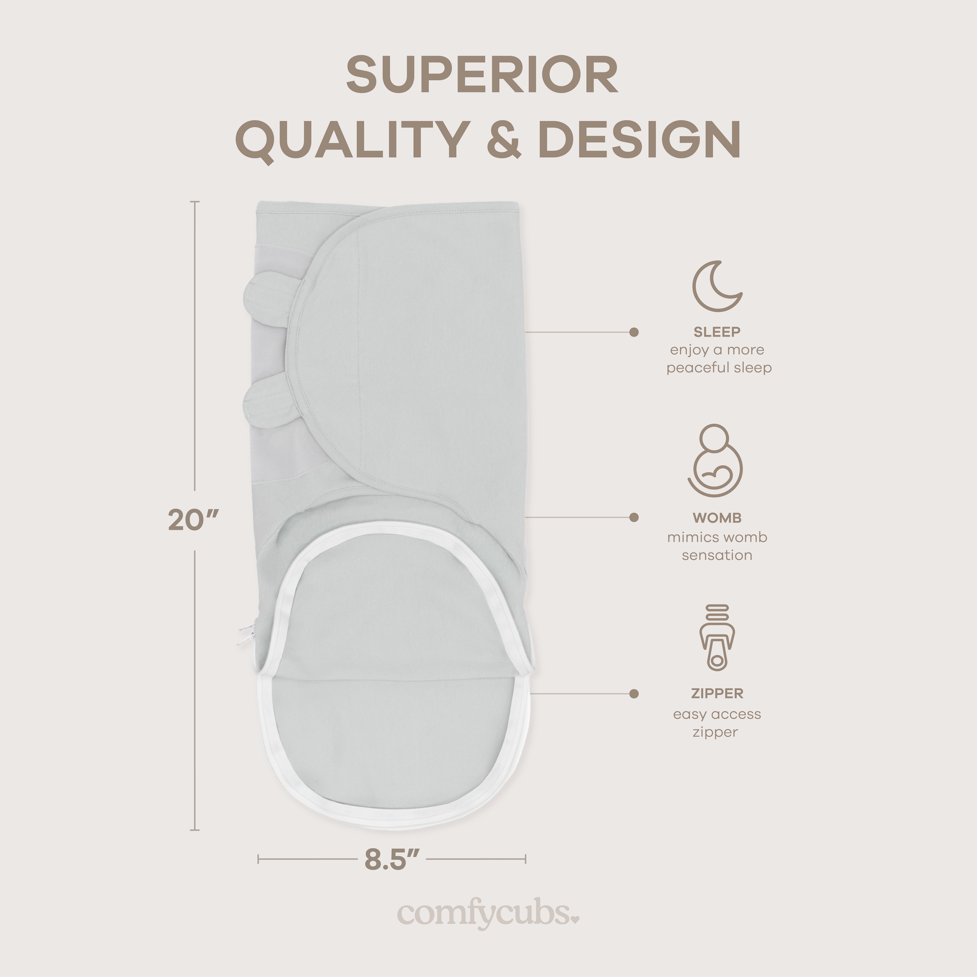 Easy Swaddle Blankets with Zipper in Stone, Pacific Blue, Sage