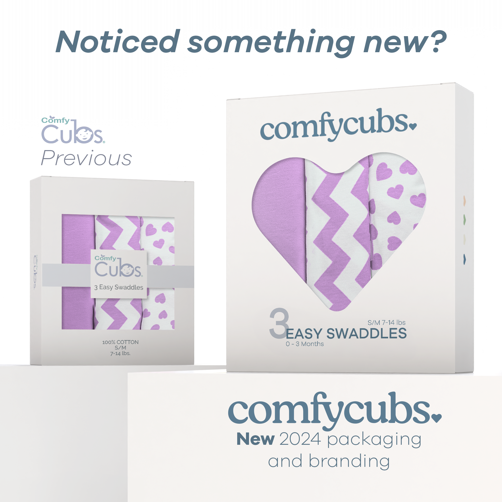 Easy Swaddle Blankets by Comfy Cubs - Purple, Pack of 3